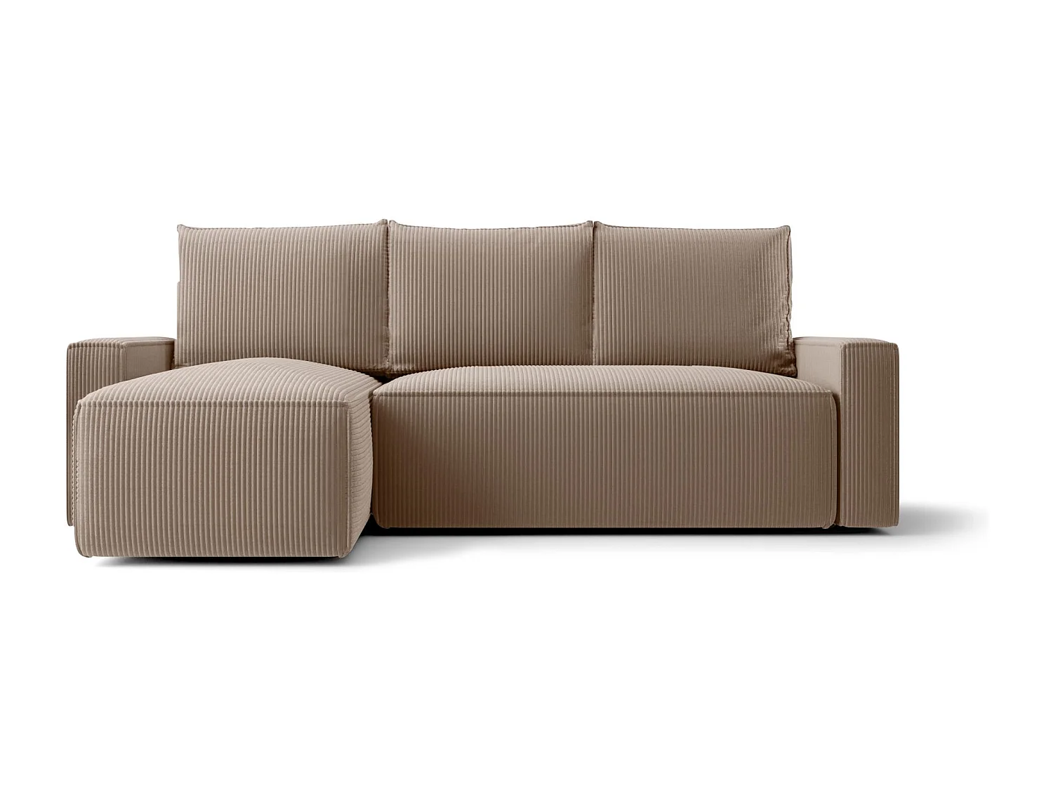 Hoekbank met slaapfunctie SAVIO Poso 02 lichtbruin links L-vormige bank met opbergruimte woonkamerbank, slaapbank, bank met opbergruimte