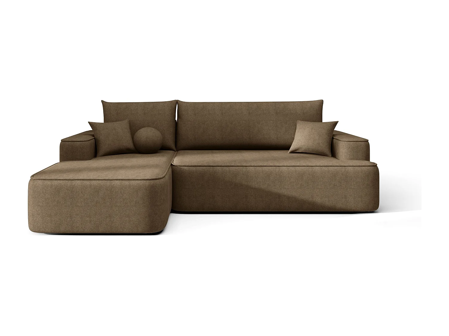 NAROŻNIK FIGO z funkcją spania Curio 20 Brązowy Lewy Sofa w kształcie L z pojemnikiem na pościel, sofa rozkładana, sofa do salonu