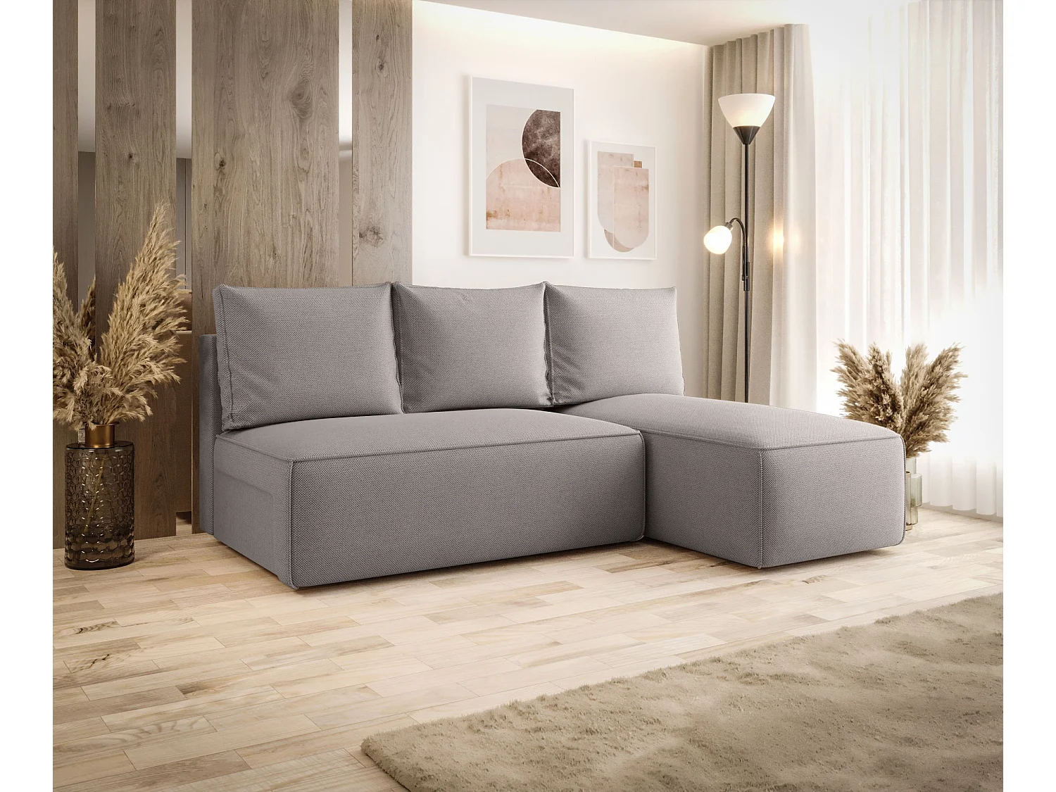 ECKSOFA mit Schlaffunktion SAVIO MINI Curio 83 Grau Rechts L-Form Sofa mit Stauraum Bettkasten Wohnzimmersofa Couch Sofa Bettsofa Bettkasten Bettcouch