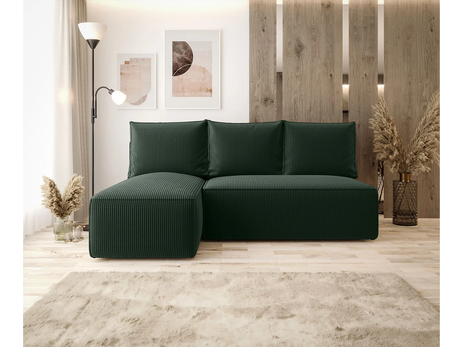 ECKSOFA mit Schlaffunktion SAVIO MINI Poso 14 Dunkelgrün Links L-Form Sofa mit Stauraum Bettkasten Wohnzimmersofa Couch Sofa Bettsofa Bettkasten Bettcouch