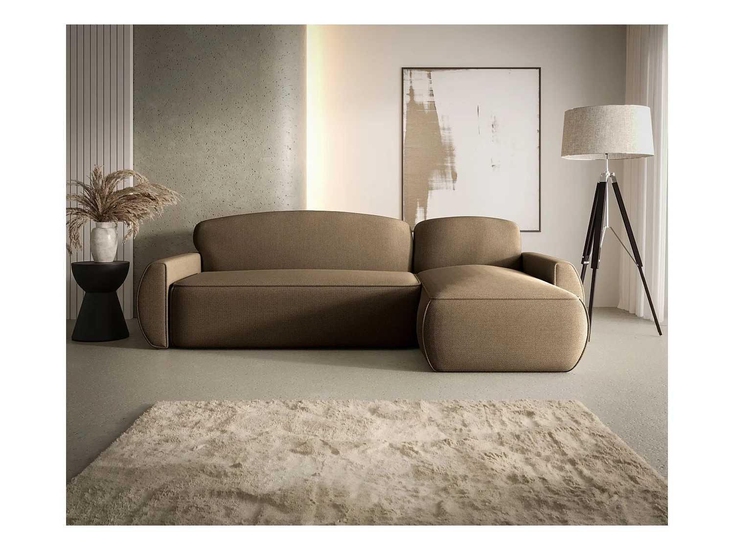 Hoekbank met slaapfunctie LUCAS Curio 20 bruin rechts L-vormige bank met opbergruimte woonkamerbank, slaapbank, bank met opbergruimte