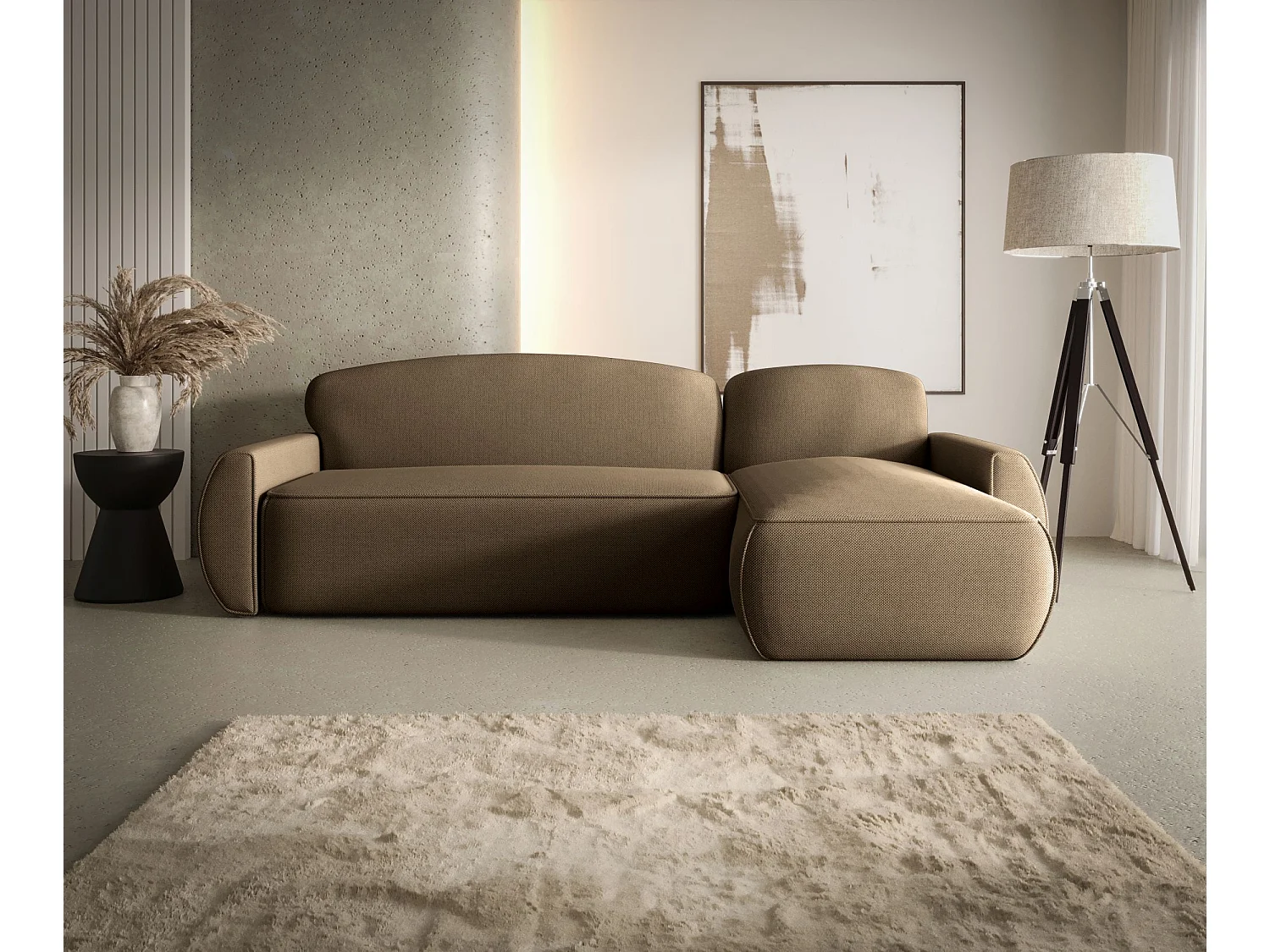 ECKSOFA mit Schlaffunktion LUCAS Curio 20 Braun Rechts L-Form Sofa mit Stauraum Bettkasten Wohnzimmersofa Couch Sofa Bettsofa Bettkasten Bettcouch