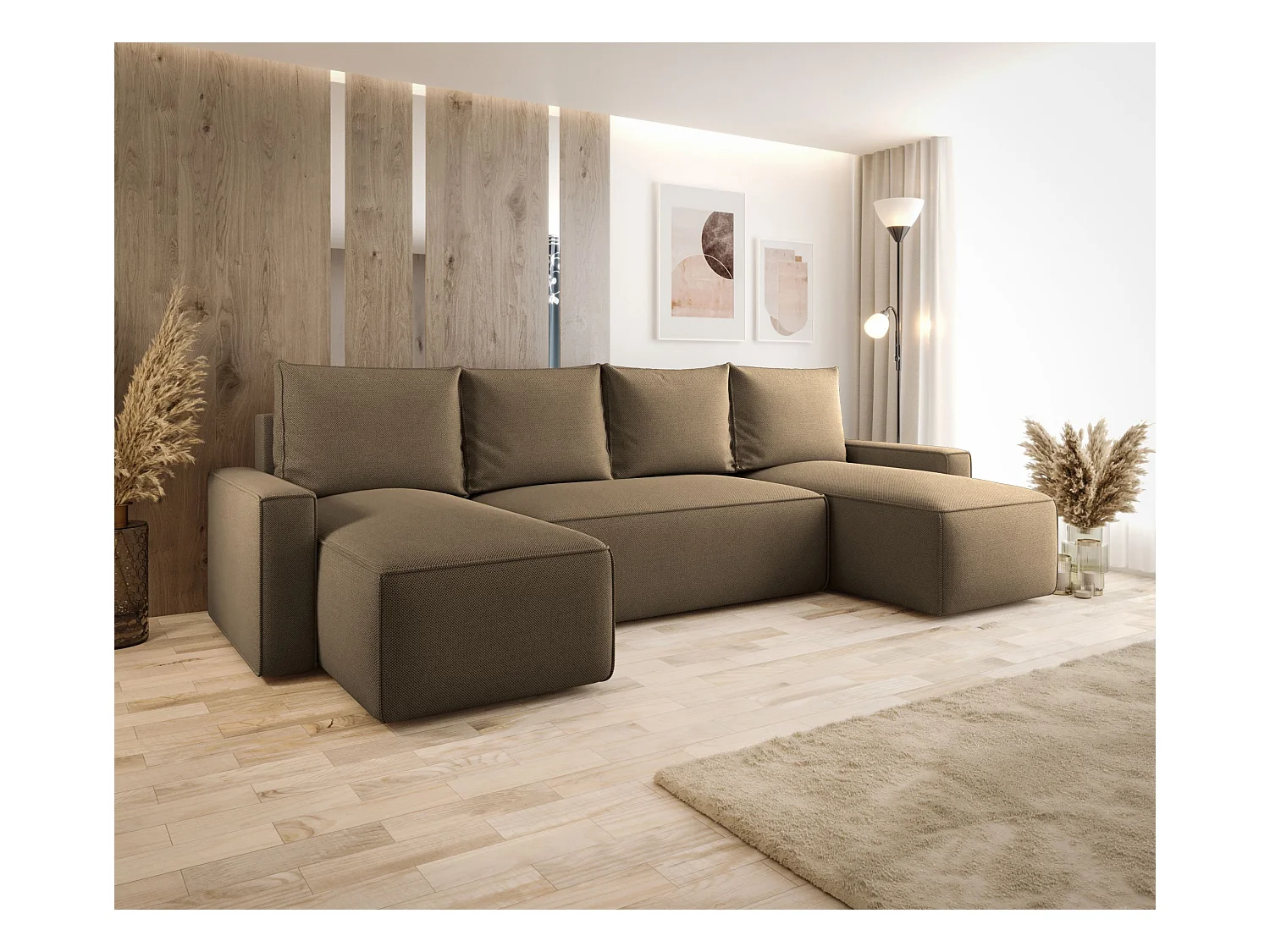 Hoekbank met slaapfunctie SAVIO U Curio 20 bruin U-Form Sofa met opbergruimte woonkamerbank, slaapbank, bank met opbergruimte