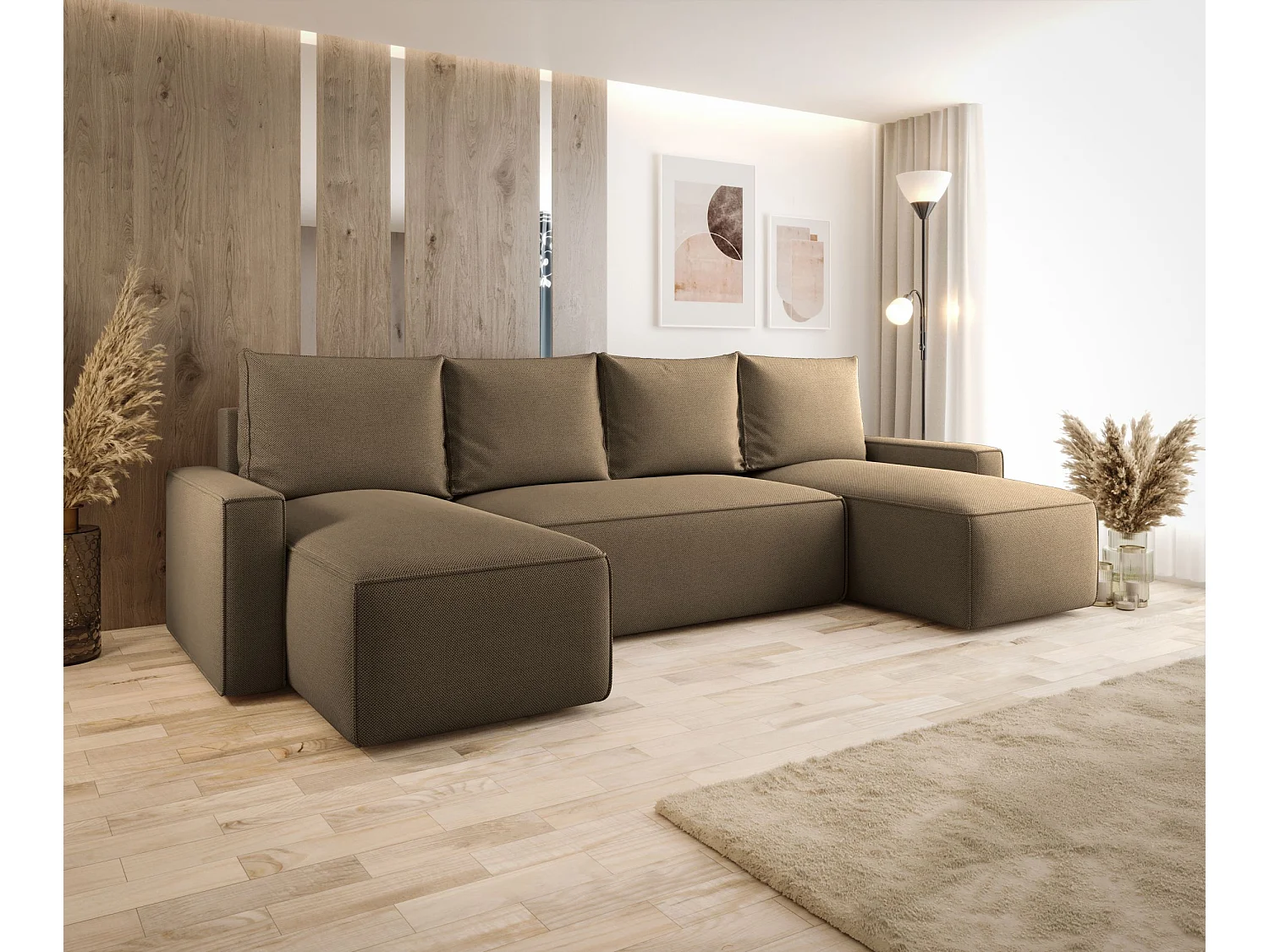 ECKSOFA mit Schlaffunktion SAVIO U Curio 20 Braun U-Form Sofa mit Stauraum Bettkasten Wohnzimmersofa Couch Sofa Bettsofa Bettkasten Bettcouch