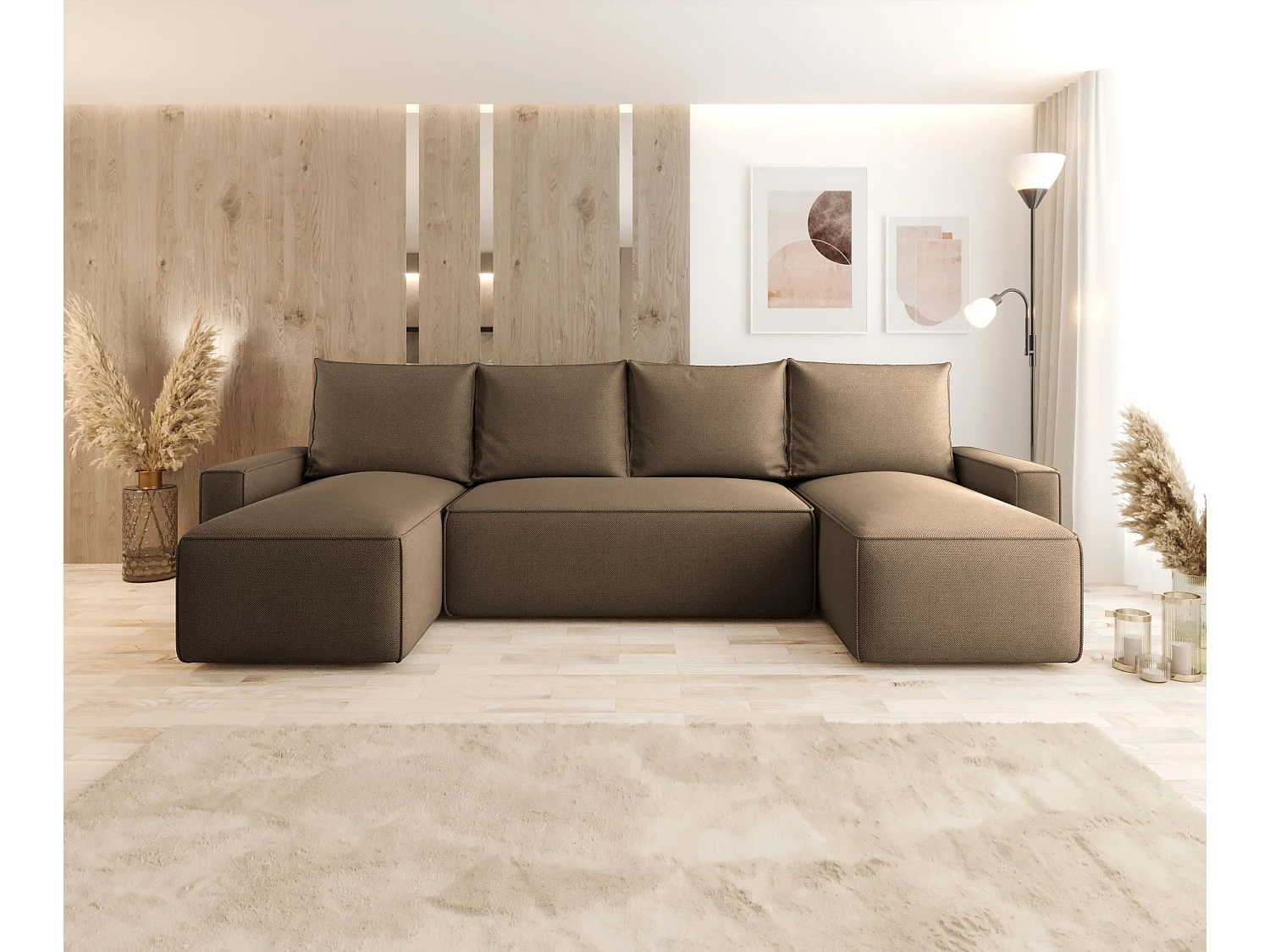 ECKSOFA mit Schlaffunktion SAVIO U Curio 20 Braun U-Form Sofa mit Stauraum Bettkasten Wohnzimmersofa Couch Sofa Bettsofa Bettkasten Bettcouch