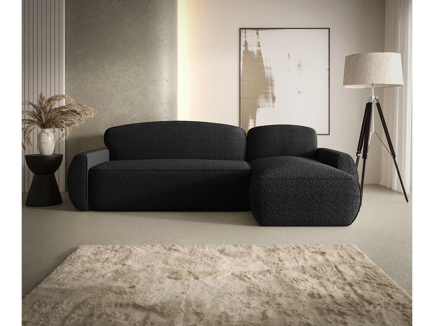 ECKSOFA mit Schlaffunktion LUCAS Quelle 100 Schwarz Rechts L-Form Sofa mit Stauraum Bettkasten Wohnzimmersofa Couch Sofa Bettsofa Bettkasten Bettcouch