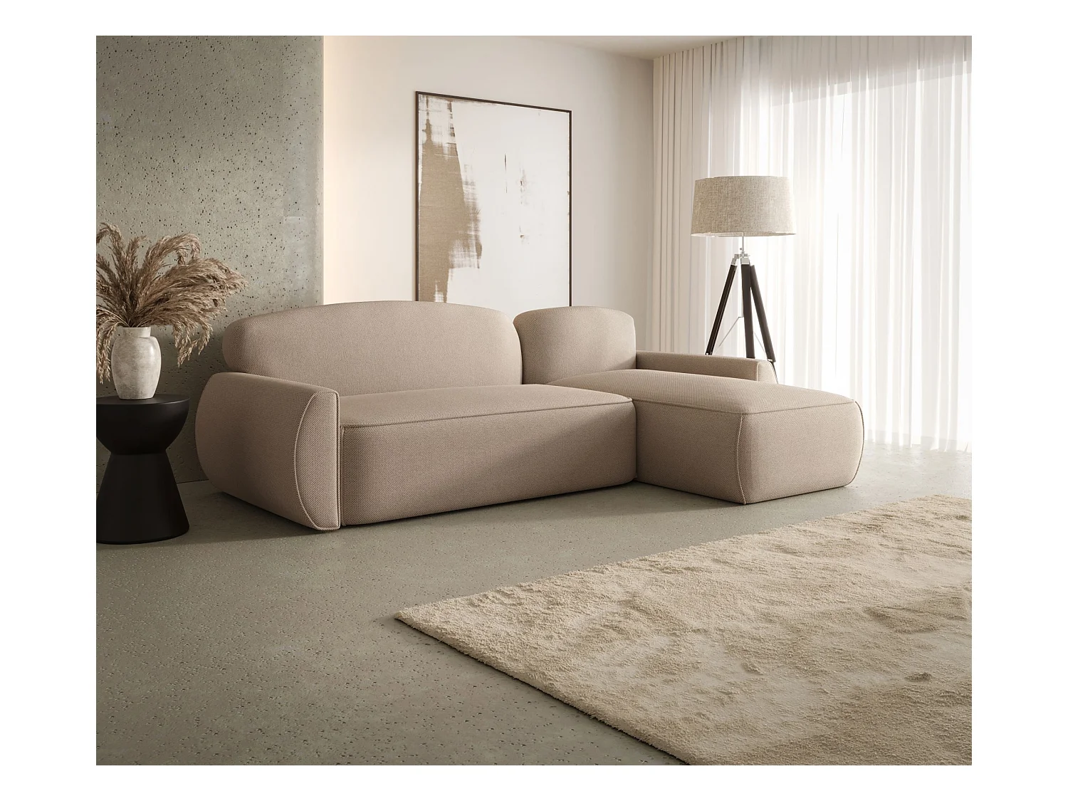 ECKSOFA mit Schlaffunktion LUCAS Curio 15 Beige Rechts L-Form Sofa mit Stauraum Bettkasten Wohnzimmersofa Couch Sofa Bettsofa Bettkasten Bettcouch