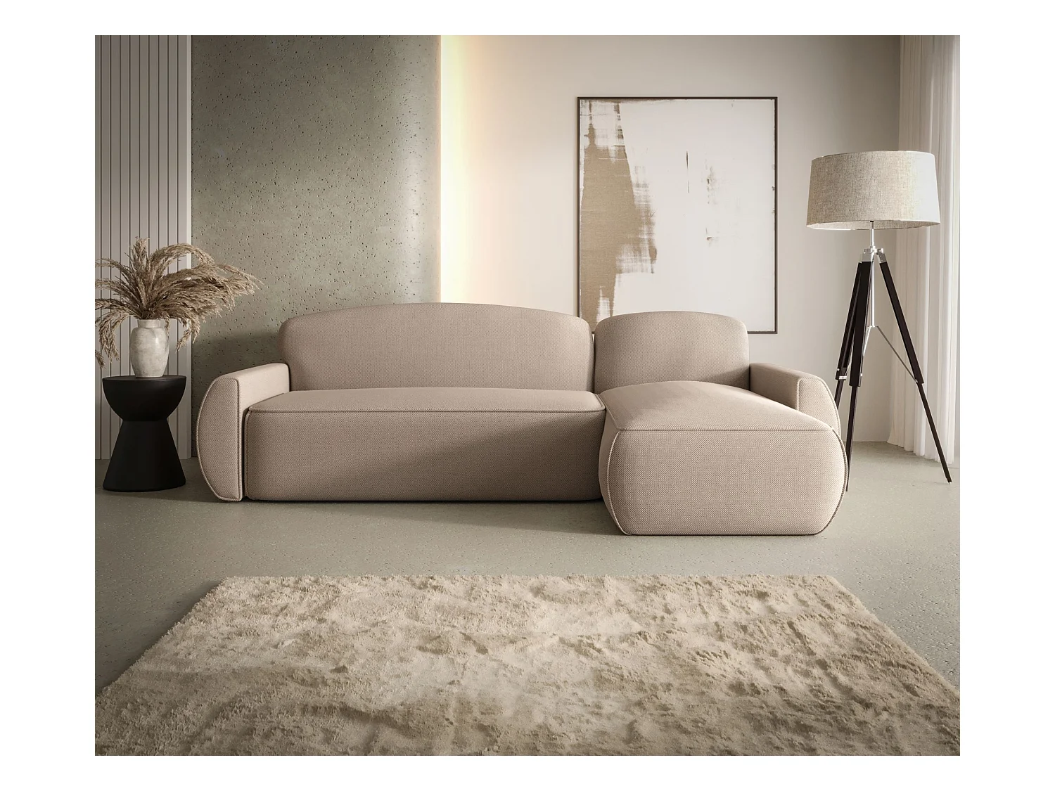 ECKSOFA mit Schlaffunktion LUCAS Curio 15 Beige Rechts L-Form Sofa mit Stauraum Bettkasten Wohnzimmersofa Couch Sofa Bettsofa Bettkasten Bettcouch