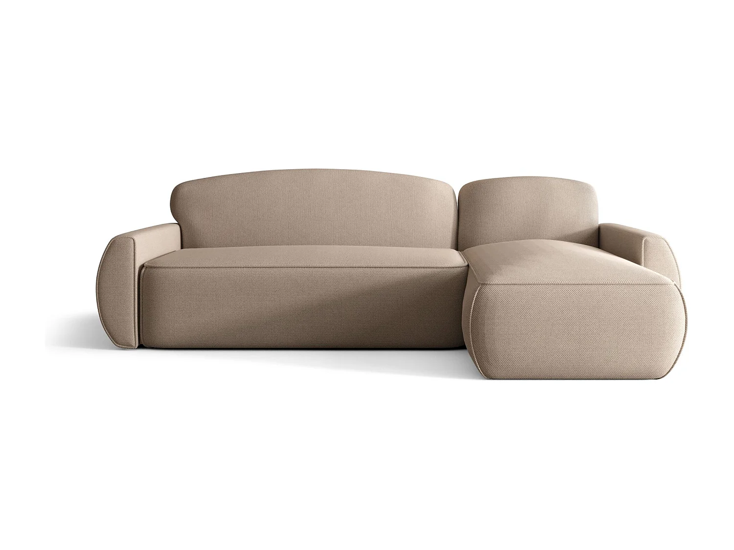 Narożnik z funkcją spania LUCAS Curio 15 beżowy prawy sofa w kształcie L z pojemnikiem na pościel sofa do salonu, sofa rozkładana, sofa z pojemnikiem