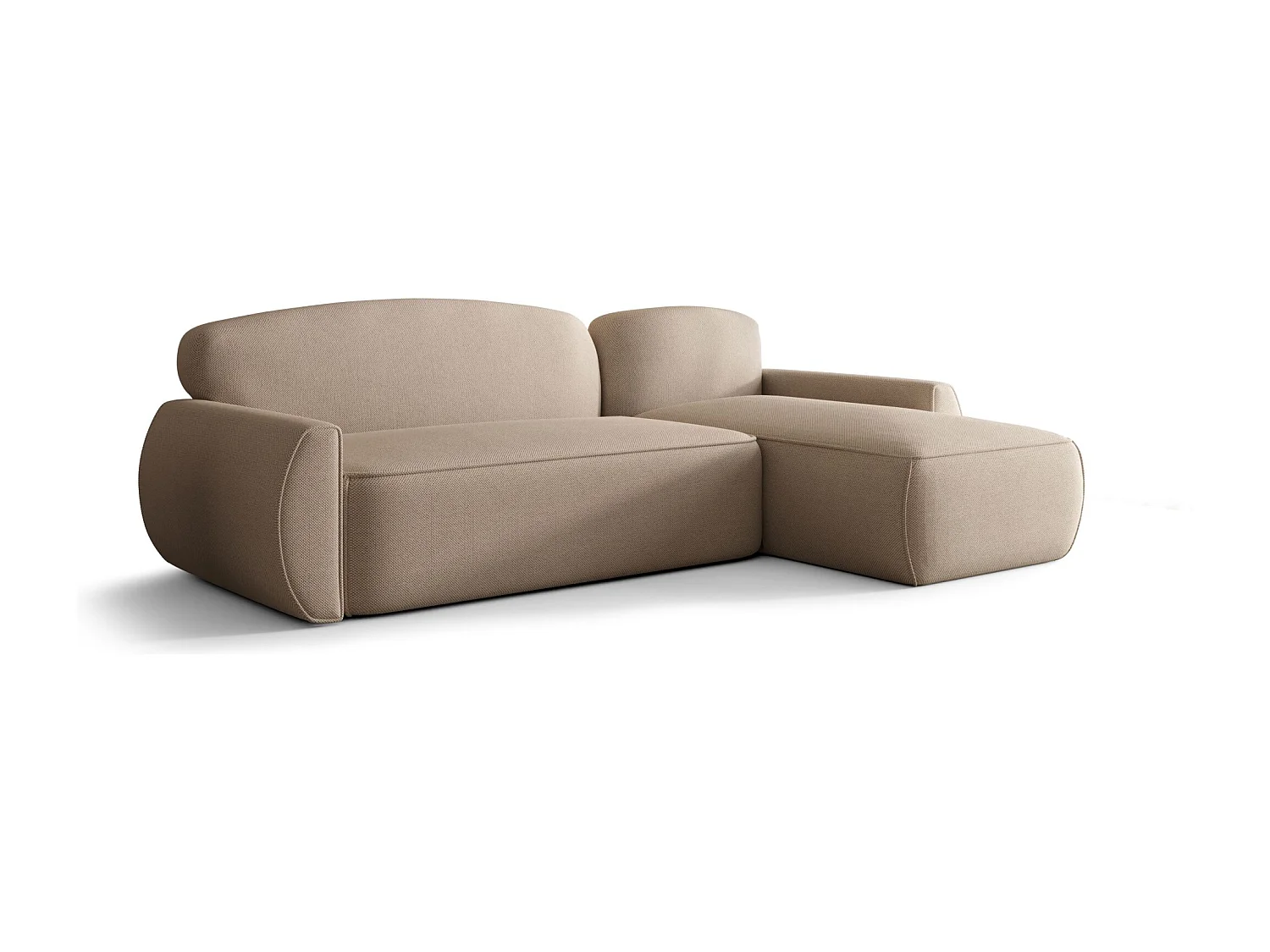 Narożnik z funkcją spania LUCAS Curio 15 beżowy prawy sofa w kształcie L z pojemnikiem na pościel sofa do salonu, sofa rozkładana, sofa z pojemnikiem