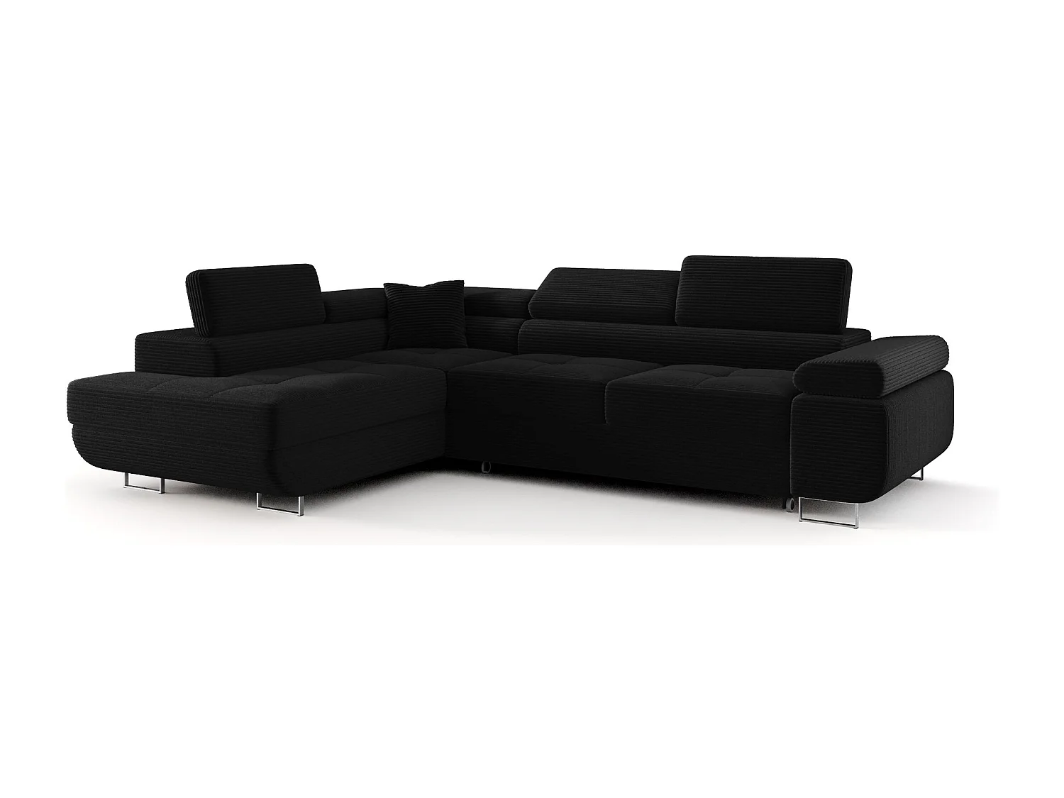 ECKSOFA EMILY mit Schlaffunktion Poso 135 Schwarz Links L-Form Sofa mit Stauraum Bettkasten Wohnzimmersofa Couch Sofa Bettsofa Bettkasten Bettcouch