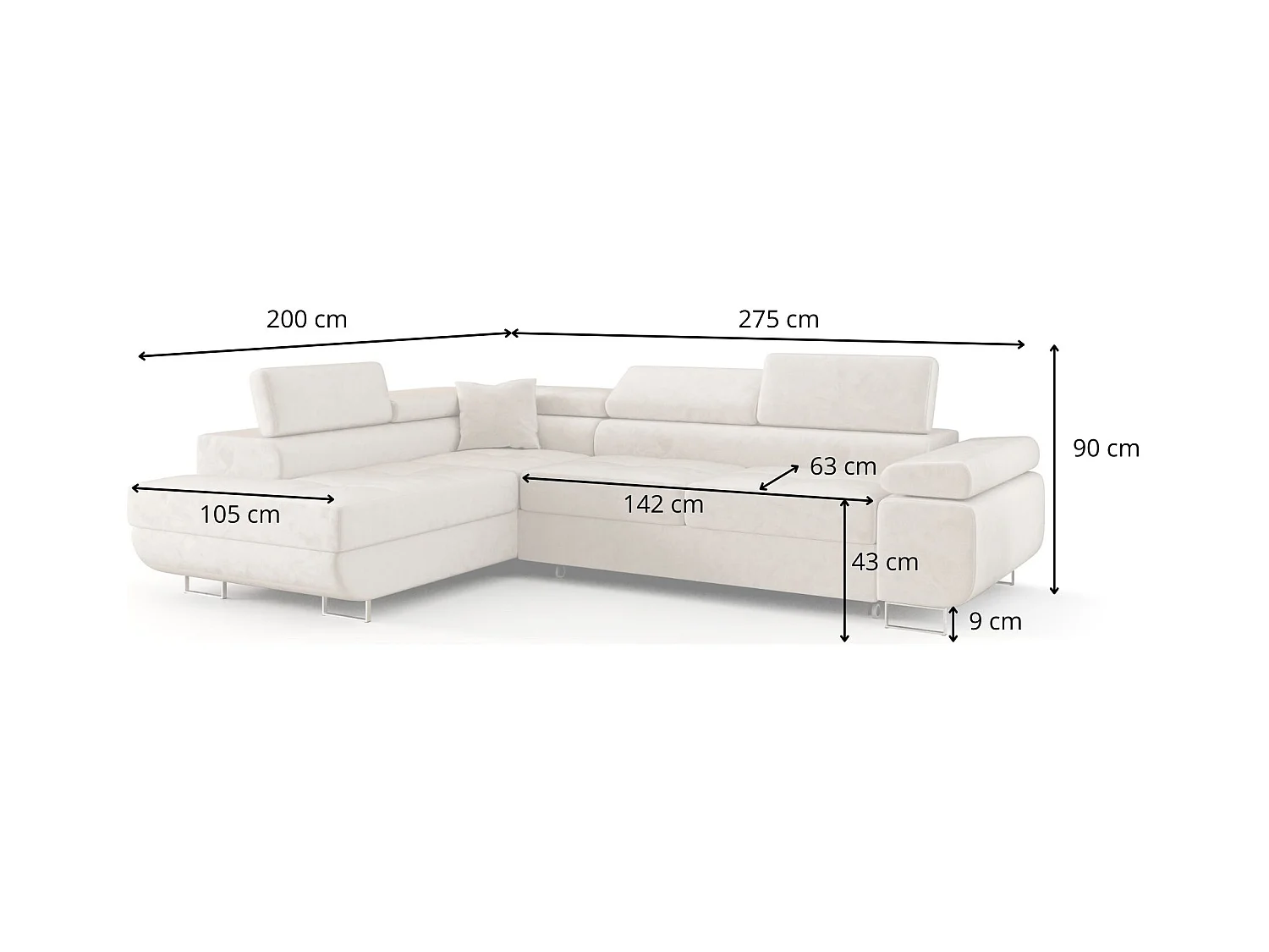 ECKSOFA EMILY mit Schlaffunktion Monolith 77 Dunkelblau Links L-Form Sofa mit Stauraum Bettkasten Wohnzimmersofa Couch Sofa Bettsofa Bettkasten Bettcouch