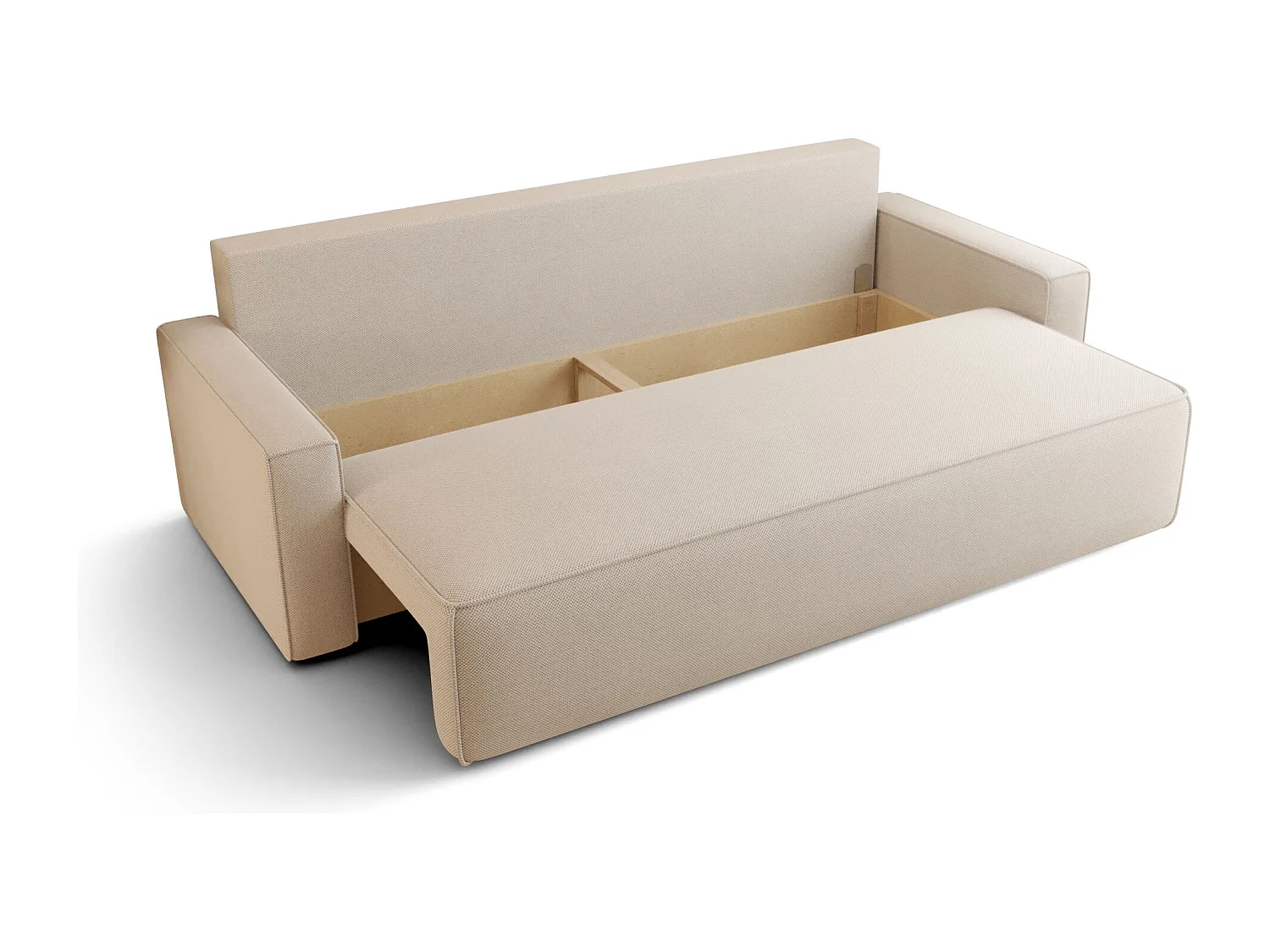 Sofa SAVIO Poso 100 ecru z pojemnikiem na pościel sofa do salonu, sofa rozkładana, sofa z pojemnikiem