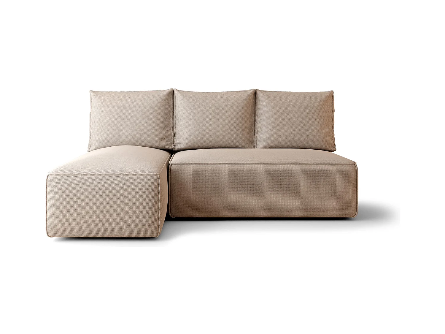 Narożnik z funkcją spania SAVIO MINI Curio 15 beżowy lewy sofa w kształcie L z pojemnikiem na pościel sofa do salonu, sofa rozkładana, sofa z pojemnikiem