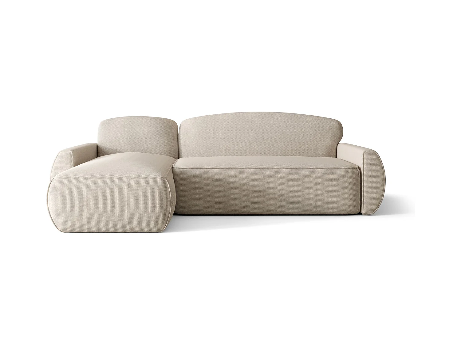 Narożnik z funkcją spania LUCAS Curio 09 ecru lewy sofa w kształcie L z pojemnikiem na pościel sofa do salonu, sofa rozkładana, sofa z pojemnikiem