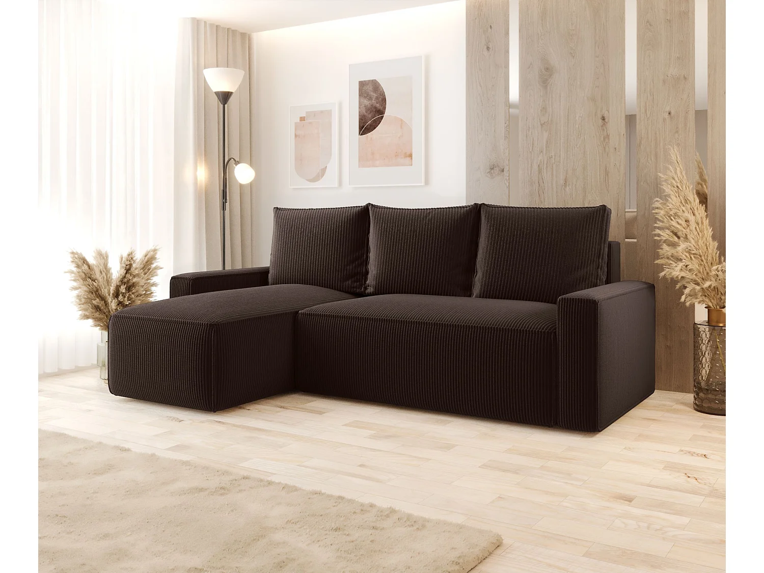 ECKSOFA mit Schlaffunktion SAVIO Poso 06 Braun Links L-Form Sofa mit Stauraum Bettkasten Wohnzimmersofa Couch Sofa Bettsofa Bettkasten Bettcouch