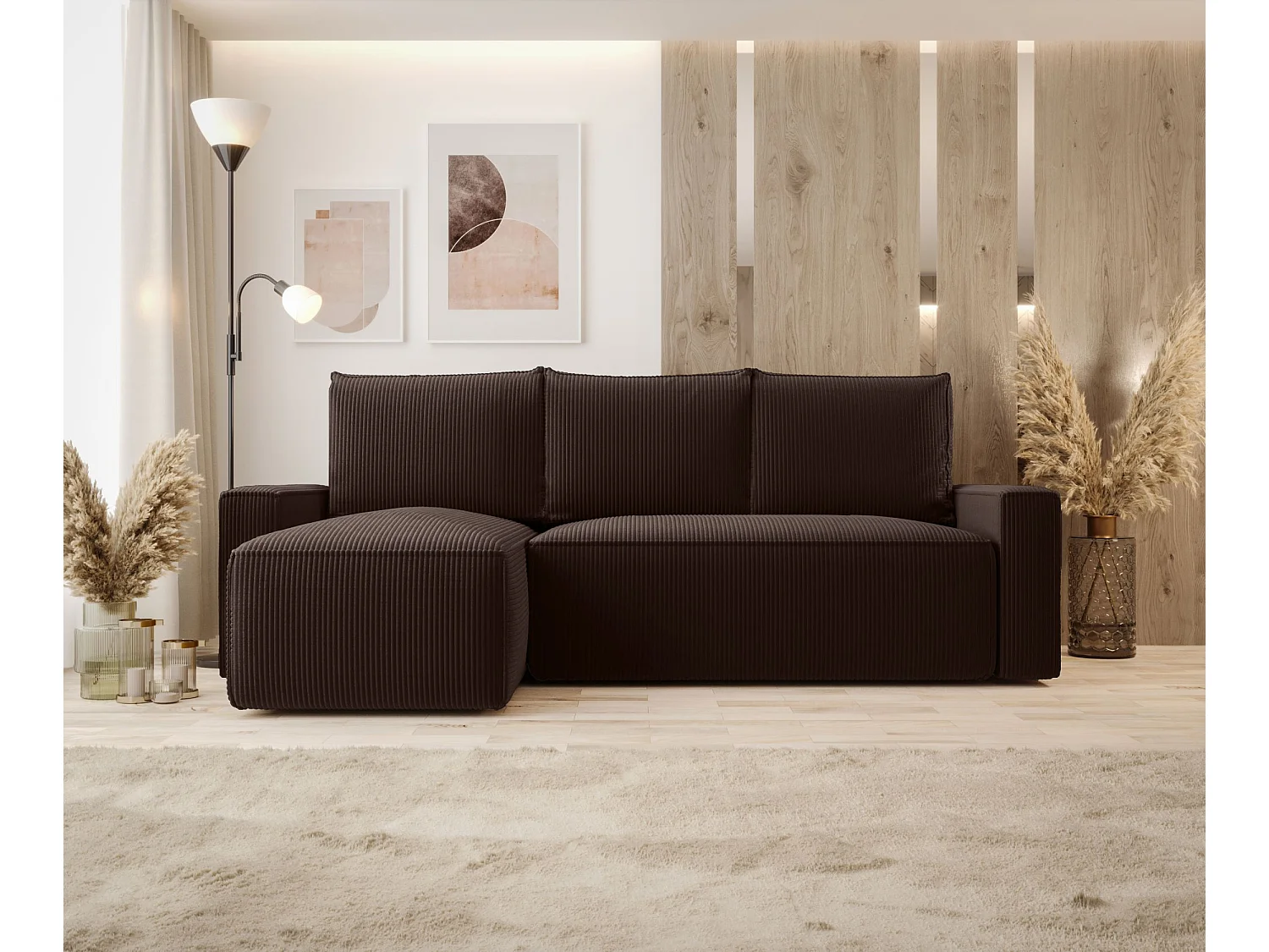 ECKSOFA mit Schlaffunktion SAVIO Poso 06 Braun Links L-Form Sofa mit Stauraum Bettkasten Wohnzimmersofa Couch Sofa Bettsofa Bettkasten Bettcouch