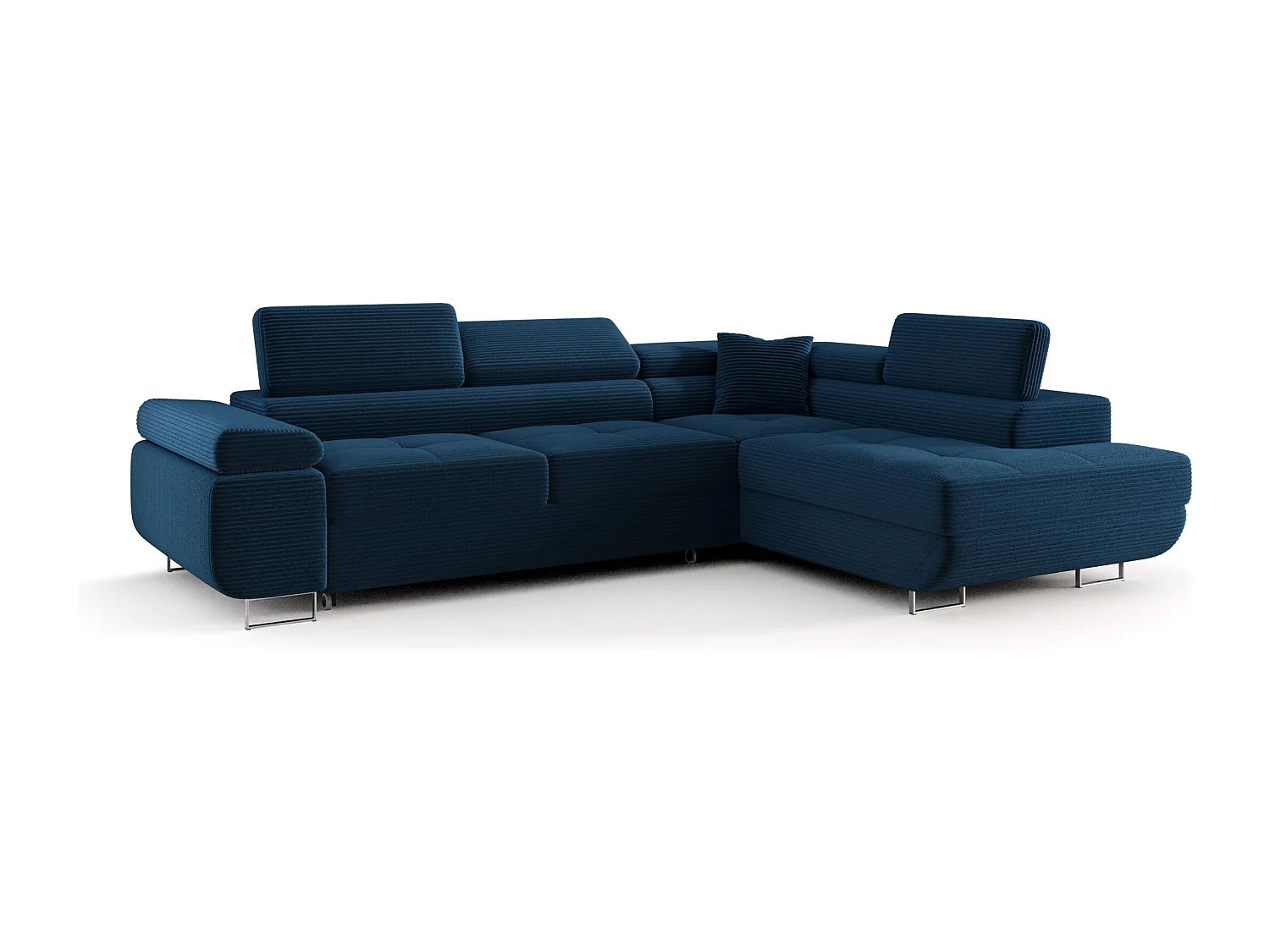 ECKSOFA EMILY mit Schlaffunktion Poso 05 Dunkelblau Rechts L-Form Sofa mit Stauraum Bettkasten Wohnzimmersofa Couch Sofa Bettsofa Bettkasten Bettcouch