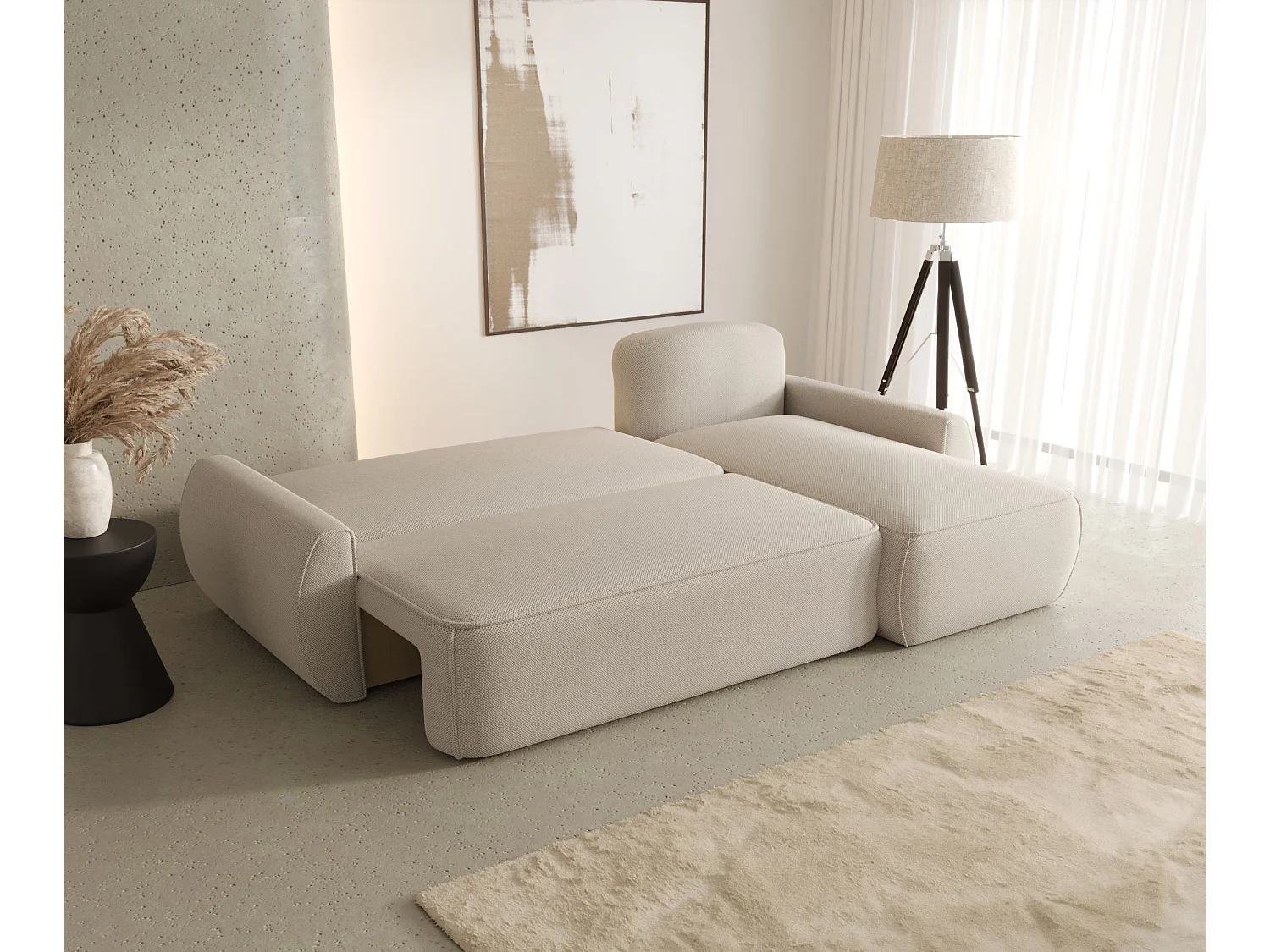 Narożnik z funkcją spania LUCAS Quelle 92 ciemnoszary prawy sofa w kształcie L z pojemnikiem na pościel sofa do salonu, sofa rozkładana, sofa z pojemnikiem