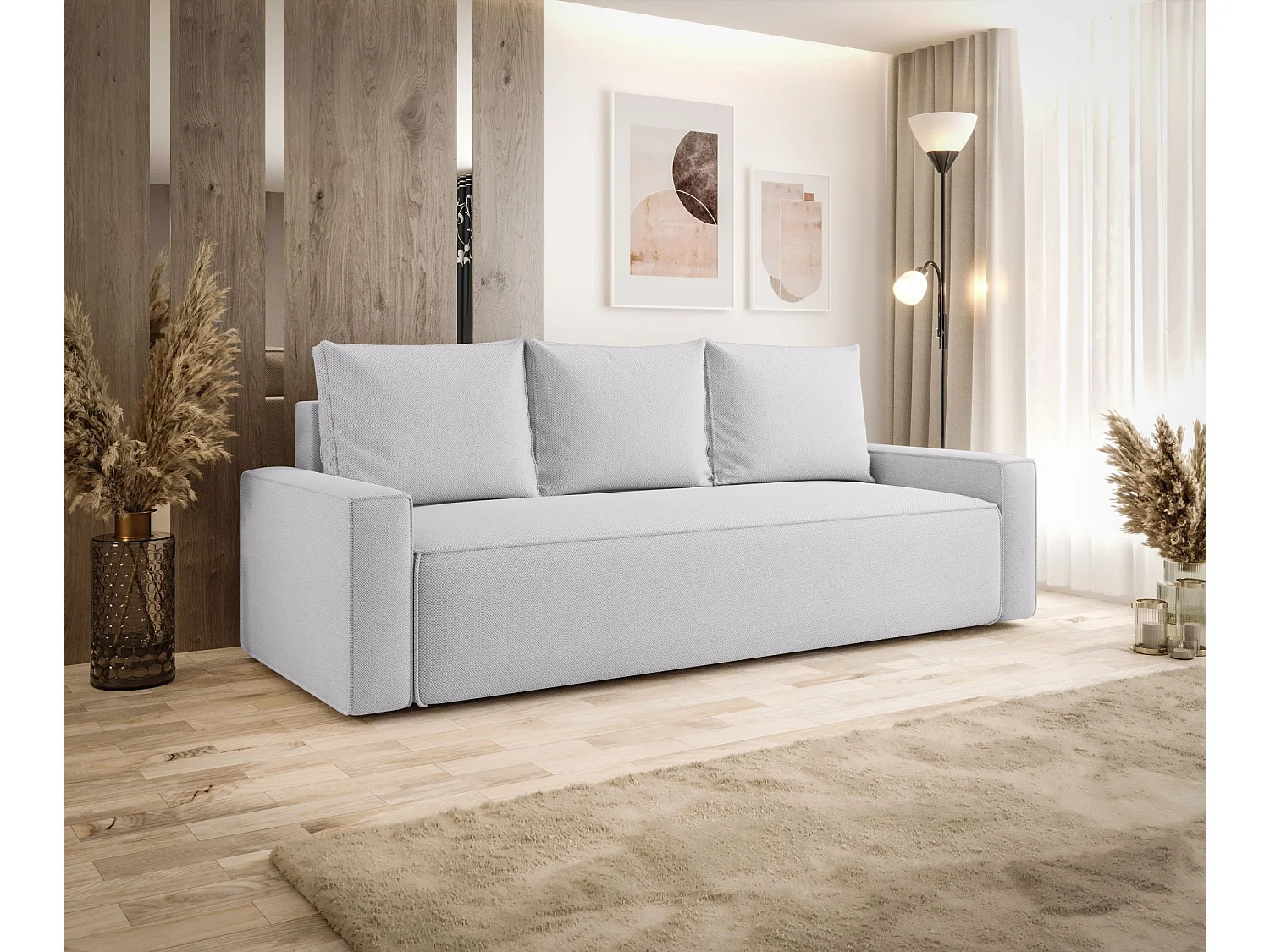 SOFA SAVIO Curio 80 Hellgrau mit Stauraum Bettkasten Wohnzimmersofa Couch Sofa Bettsofa Bettkasten Bettcouch