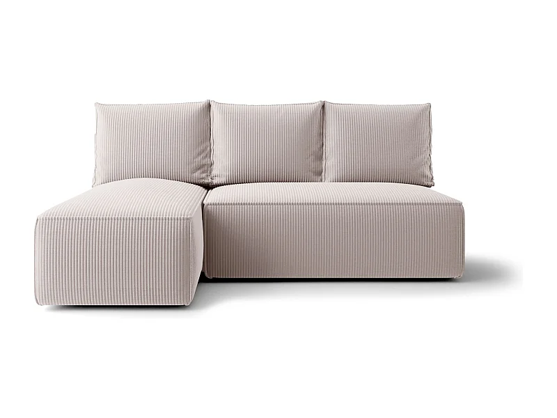 Narożnik z funkcją spania SAVIO MINI Poso 100 ecru lewy sofa w kształcie L z pojemnikiem na pościel sofa do salonu, sofa rozkładana, sofa z pojemnikiem