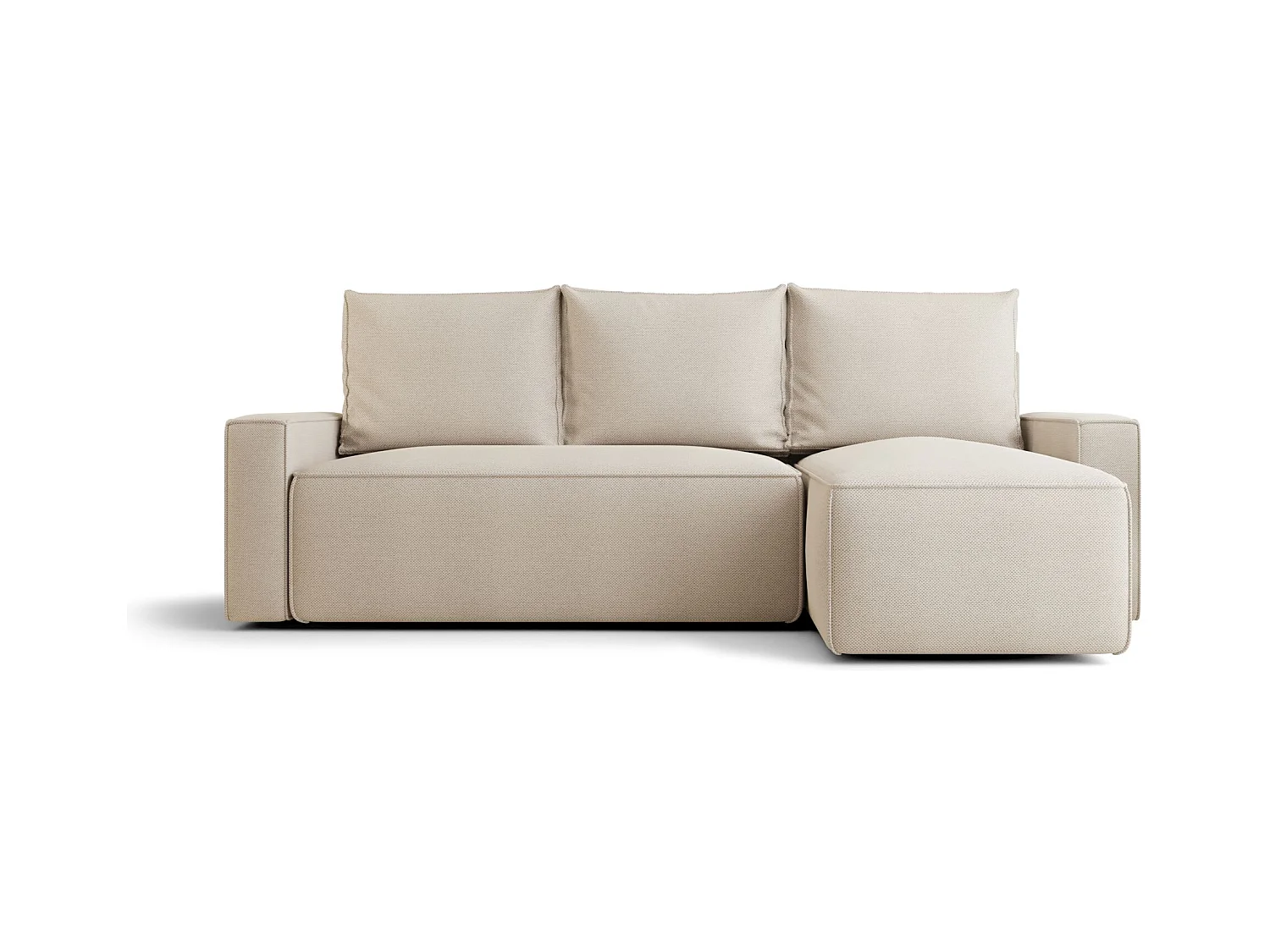Narożnik z funkcją spania SAVIO Curio 09 ecru prawy sofa w kształcie L z pojemnikiem na pościel sofa do salonu, sofa rozkładana, sofa z pojemnikiem