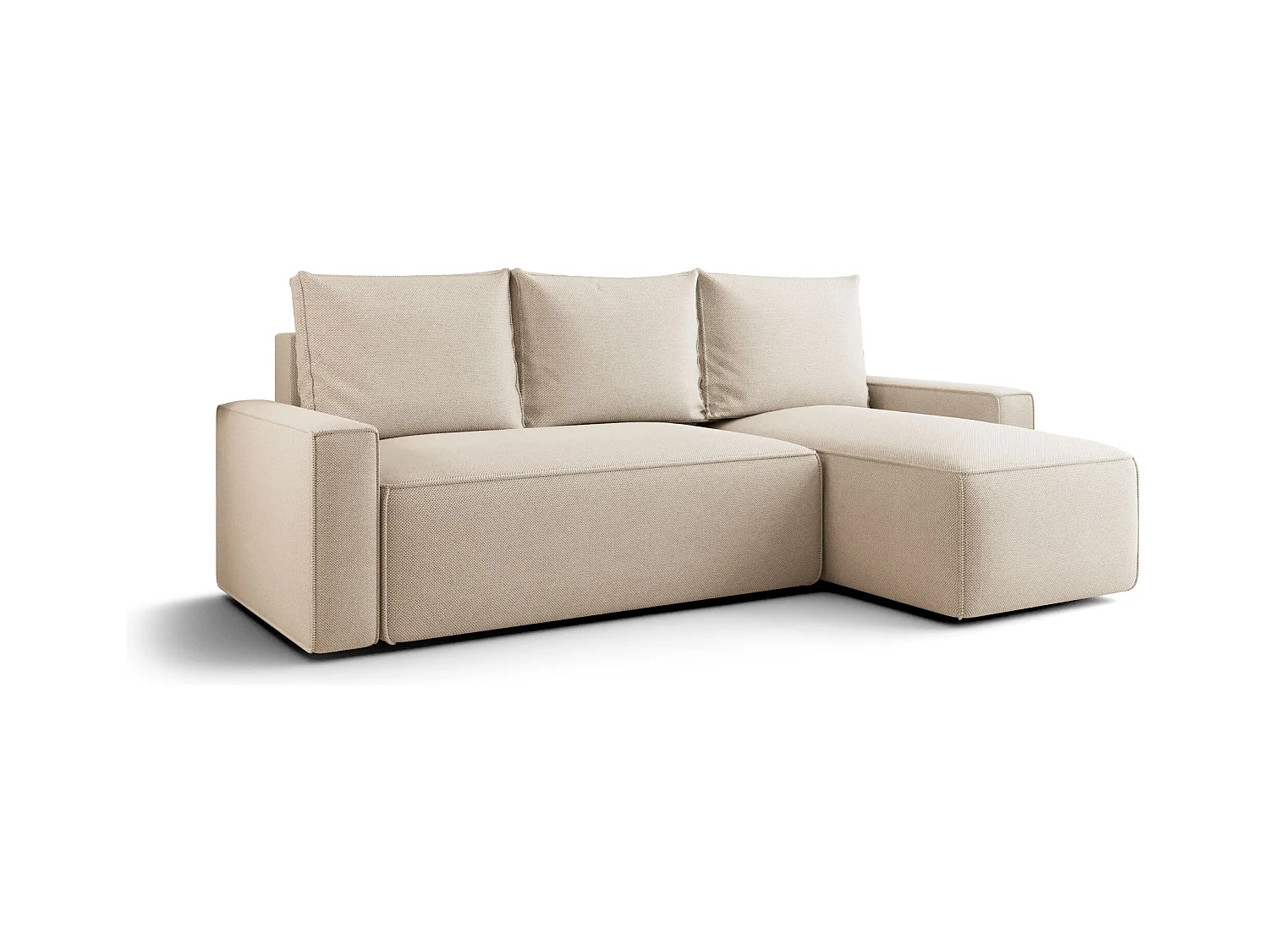 Narożnik z funkcją spania SAVIO Curio 09 ecru prawy sofa w kształcie L z pojemnikiem na pościel sofa do salonu, sofa rozkładana, sofa z pojemnikiem