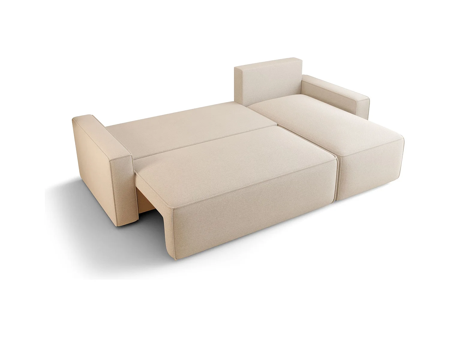 Narożnik z funkcją spania SAVIO Curio 09 ecru prawy sofa w kształcie L z pojemnikiem na pościel sofa do salonu, sofa rozkładana, sofa z pojemnikiem