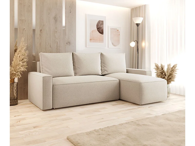ECKSOFA mit Schlaffunktion SAVIO Curio 09 Ecru Rechts L-Form Sofa mit Stauraum Bettkasten Wohnzimmersofa Couch Sofa Bettsofa Bettkasten Bettcouch