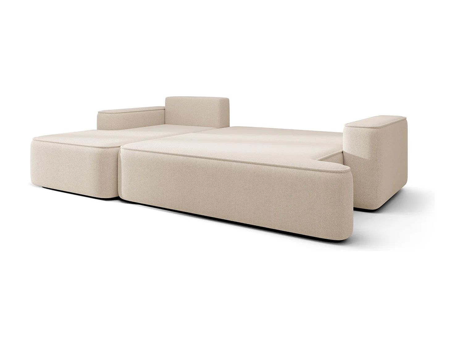 NAROŻNIK FIGO z funkcją spania Quelle 01 Biały Lewy Sofa w kształcie L z pojemnikiem na pościel, sofa rozkładana, sofa do salonu