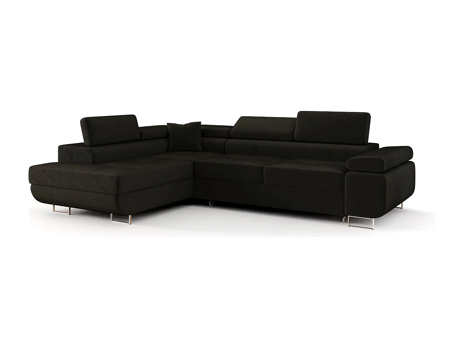 ECKSOFA EMILY mit Schlaffunktion Monolith 95 Schwarz Links L-Form Sofa mit Stauraum Bettkasten Wohnzimmersofa Couch Sofa Bettsofa Bettkasten Bettcouch