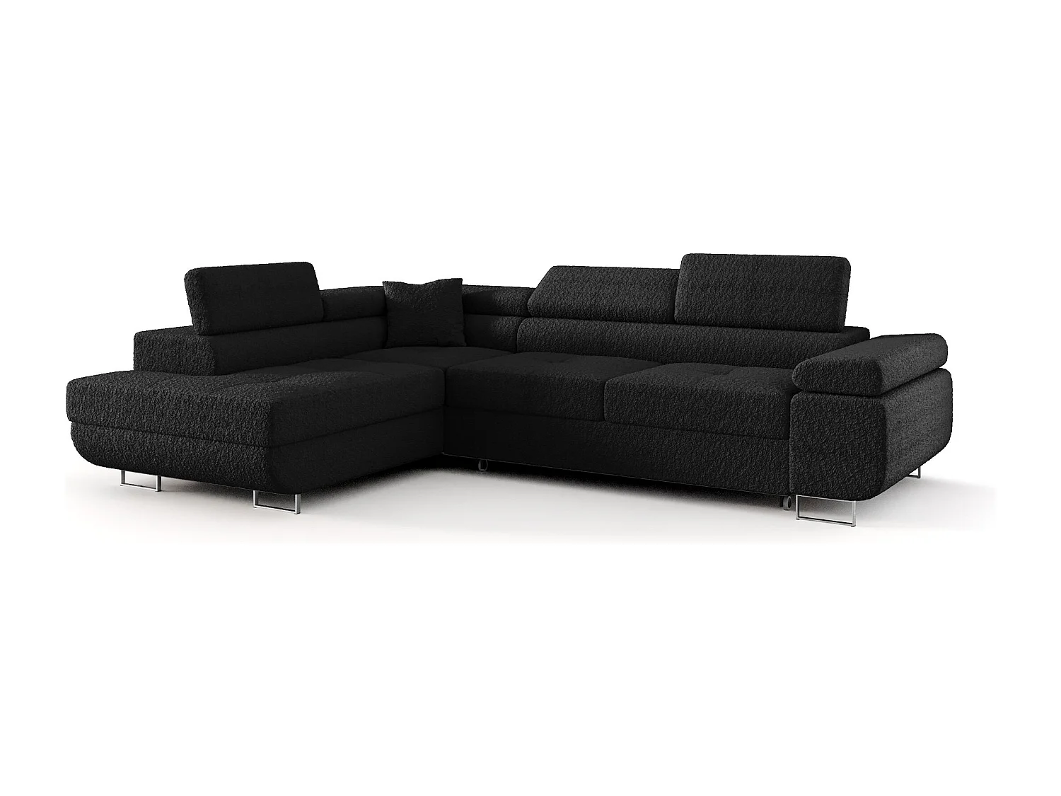 ECKSOFA EMILY mit Schlaffunktion Quelle 100 Schwarz Links L-Form Sofa mit Stauraum Bettkasten Wohnzimmersofa Couch Sofa Bettsofa Bettkasten Bettcouch