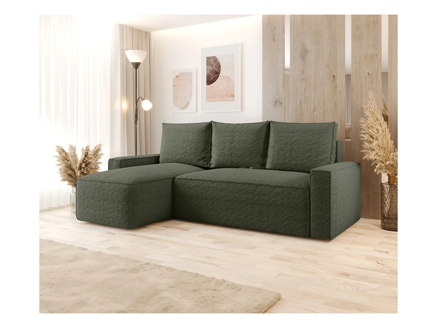 ECKSOFA mit Schlaffunktion SAVIO Quelle 37 Dunkelgrün Links L-Form Sofa mit Stauraum Bettkasten Wohnzimmersofa Couch Sofa Bettsofa Bettkasten Bettcouch