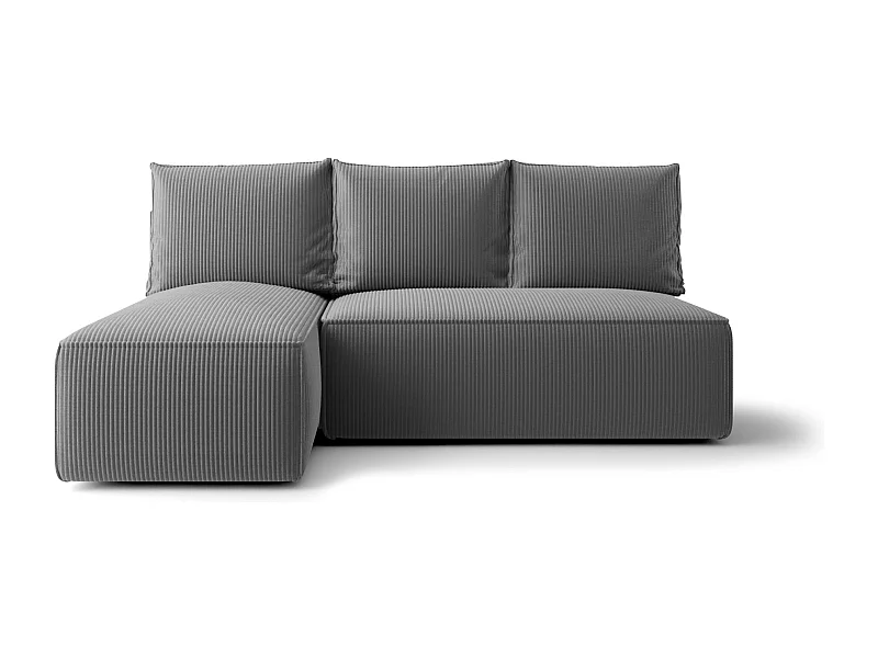 Narożnik z funkcją spania SAVIO MINI Poso 60 szary lewy sofa w kształcie L z pojemnikiem na pościel sofa do salonu, sofa rozkładana, sofa z pojemnikiem