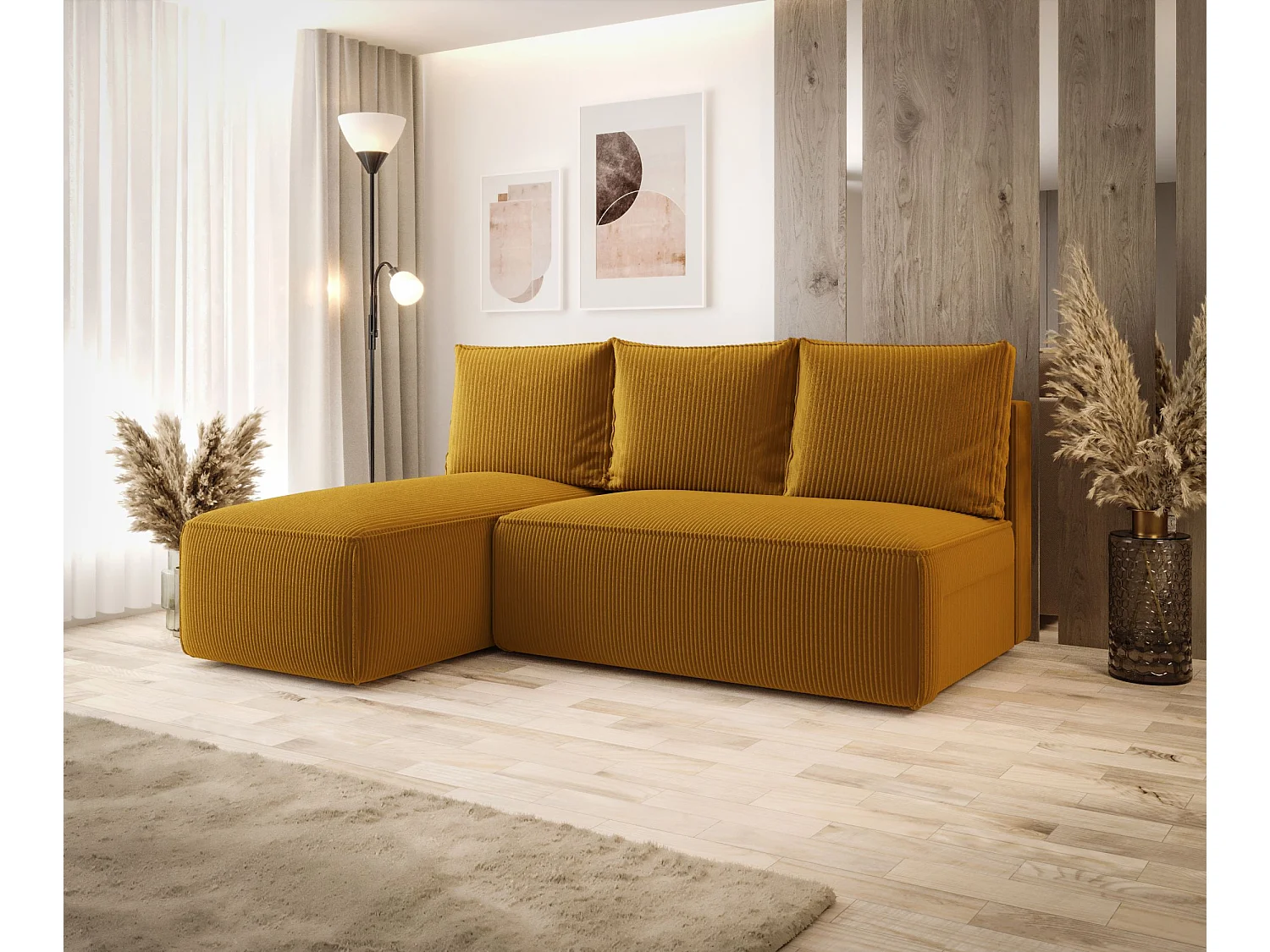 ECKSOFA mit Schlaffunktion SAVIO MINI Poso 01 Orange Links L-Form Sofa mit Stauraum Bettkasten Wohnzimmersofa Couch Sofa Bettsofa Bettkasten Bettcouch