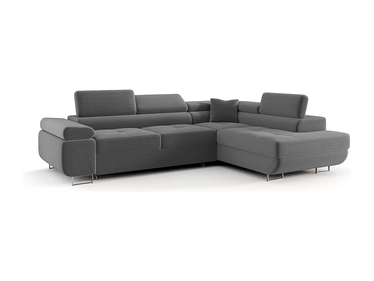 ECKSOFA EMILY mit Schlaffunktion Poso 60 Grau Rechts L-Form Sofa mit Stauraum Bettkasten Wohnzimmersofa Couch Sofa Bettsofa Bettkasten Bettcouch