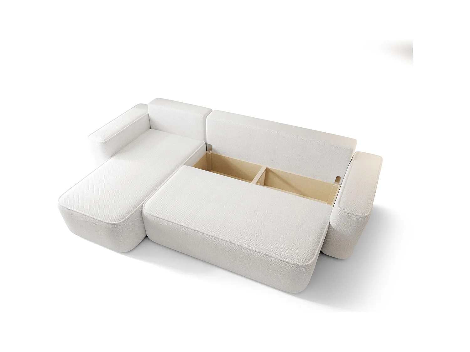 ECKSOFA mit Schlaffunktion SENNO Quelle 03 Beige Links L-Form Sofa mit Stauraum Bettkasten Wohnzimmersofa Couch Sofa Bettsofa Bettkasten Bettcouch