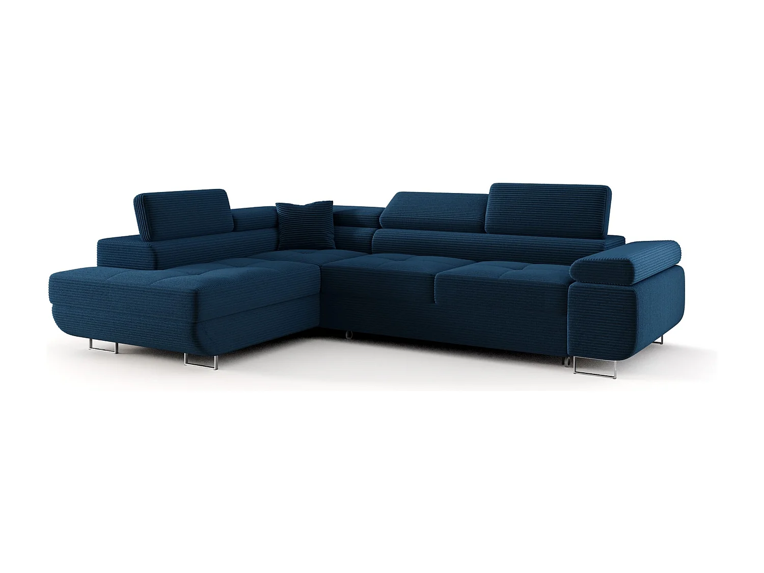 ECKSOFA EMILY mit Schlaffunktion Poso 05 Dunkelblau Links L-Form Sofa mit Stauraum Bettkasten Wohnzimmersofa Couch Sofa Bettsofa Bettkasten Bettcouch