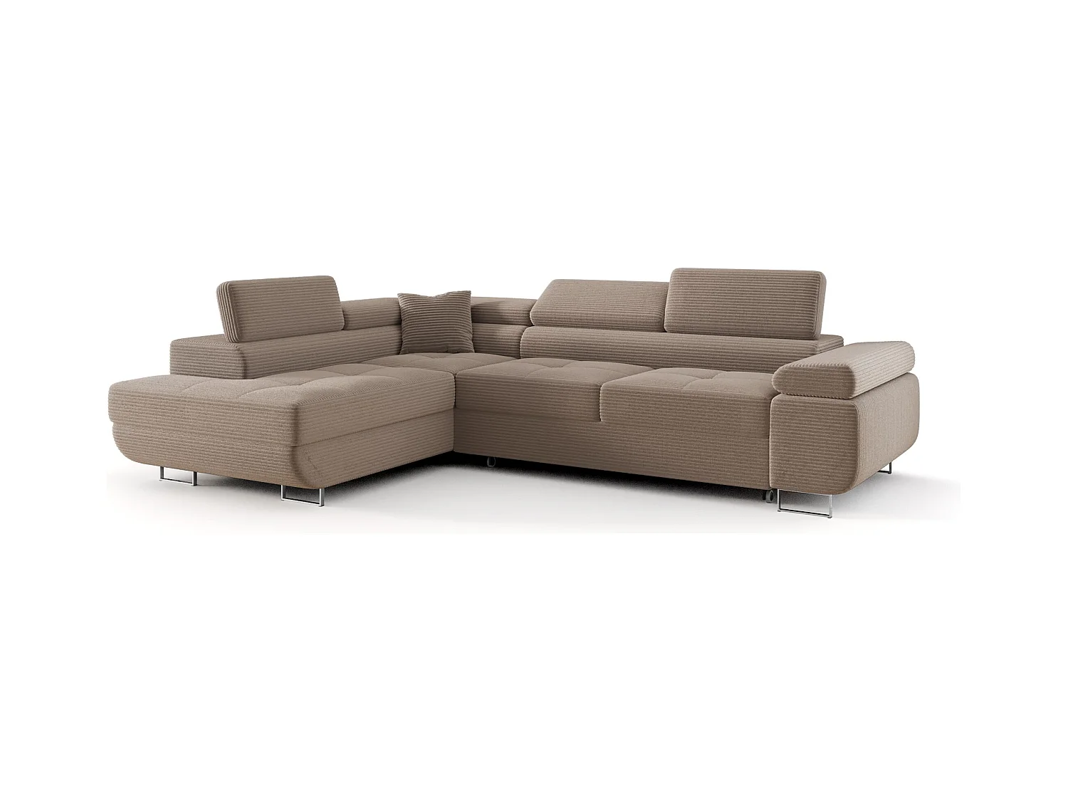 ECKSOFA EMILY mit Schlaffunktion Poso 02 Hellbraun Links L-Form Sofa mit Stauraum Bettkasten Wohnzimmersofa Couch Sofa Bettsofa Bettkasten Bettcouch