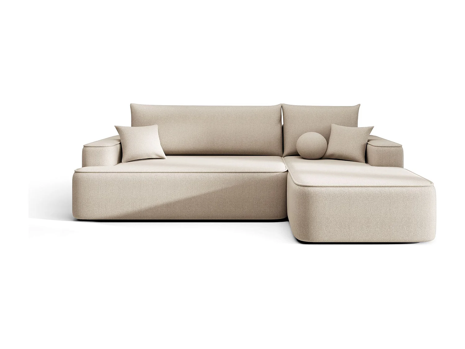 ECKSOFA mit Schlaffunktion FIGO Curio 09 Ecru Rechts L-Form Sofa mit Stauraum Bettkasten Wohnzimmersofa Couch Sofa Bettsofa Bettkasten Bettcouch