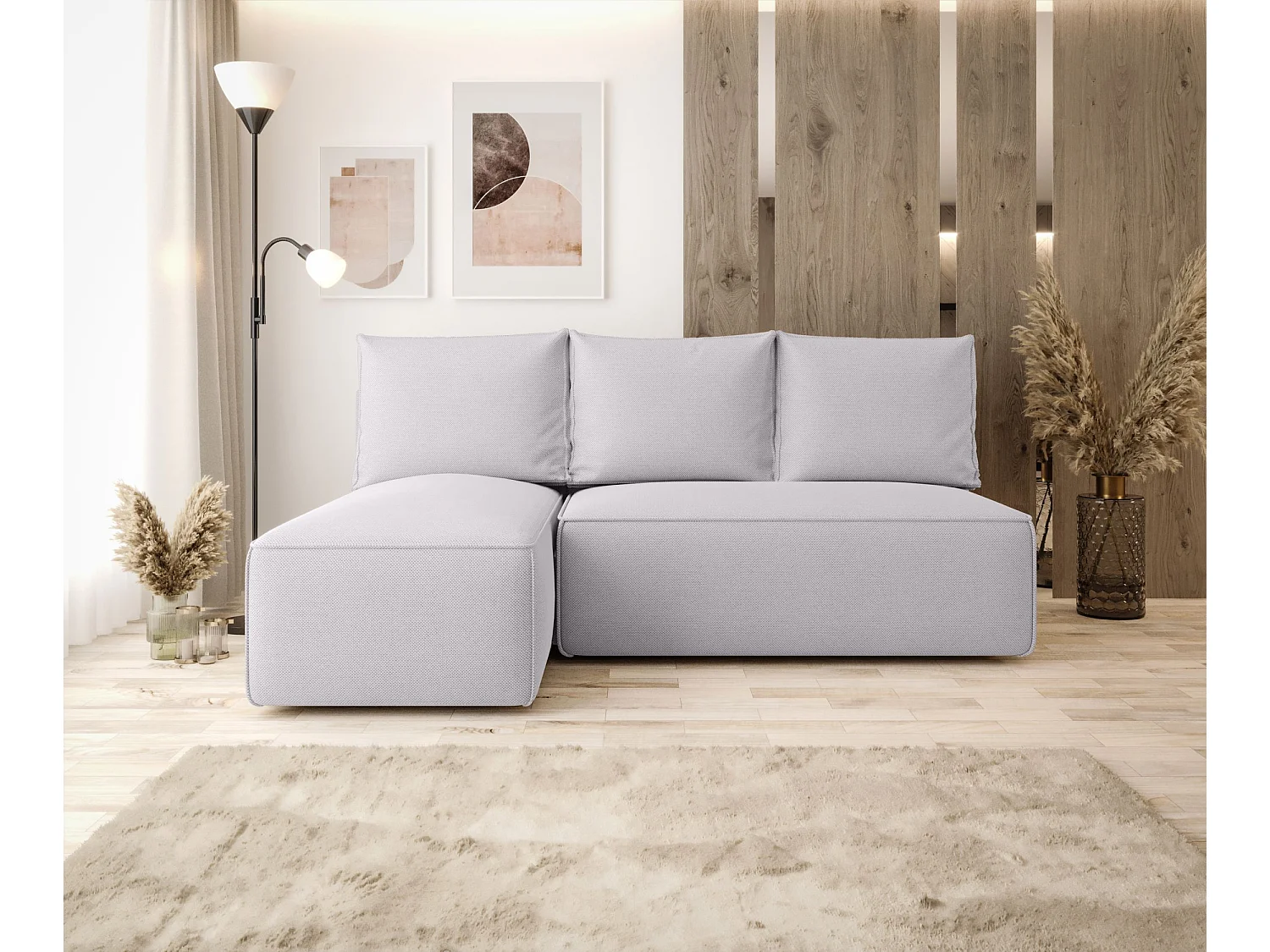 ECKSOFA mit Schlaffunktion SAVIO MINI Curio 80 Hellgrau Links L-Form Sofa mit Stauraum Bettkasten Wohnzimmersofa Couch Sofa Bettsofa Bettkasten Bettcouch