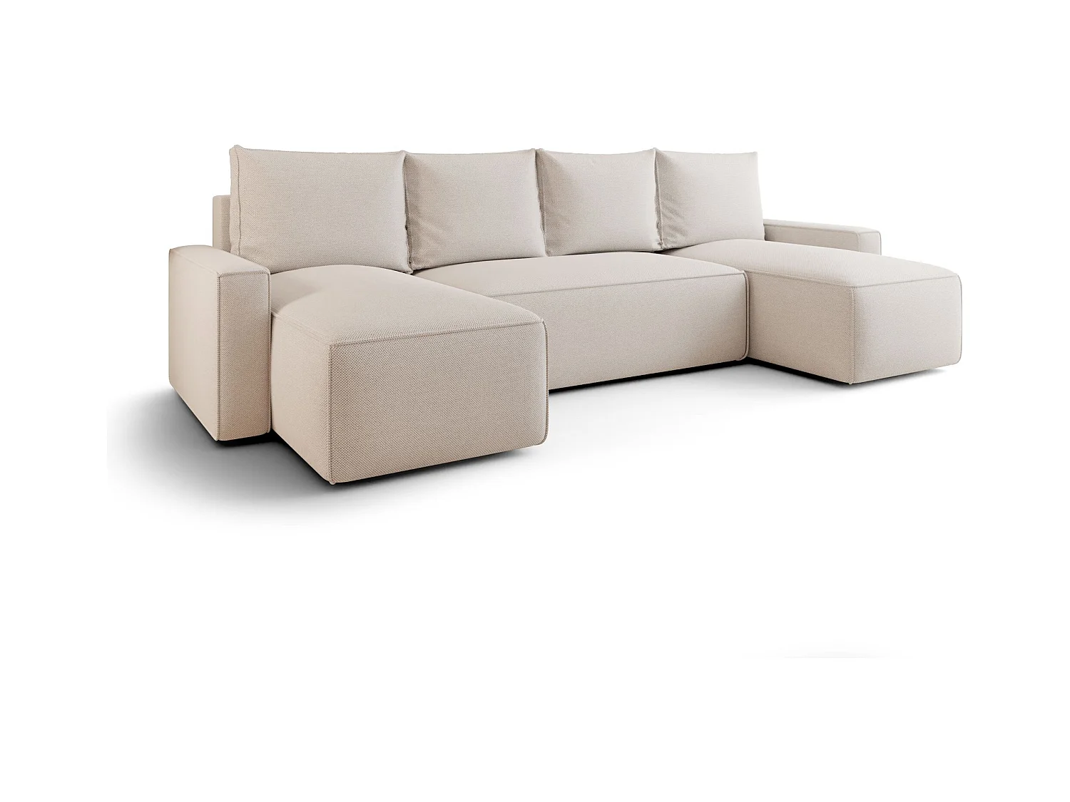 Narożnik z funkcją spania SAVIO U Curio 02 kremowy U-Form Sofa z pojemnikiem na pościel sofa do salonu, sofa rozkładana, sofa z pojemnikiem