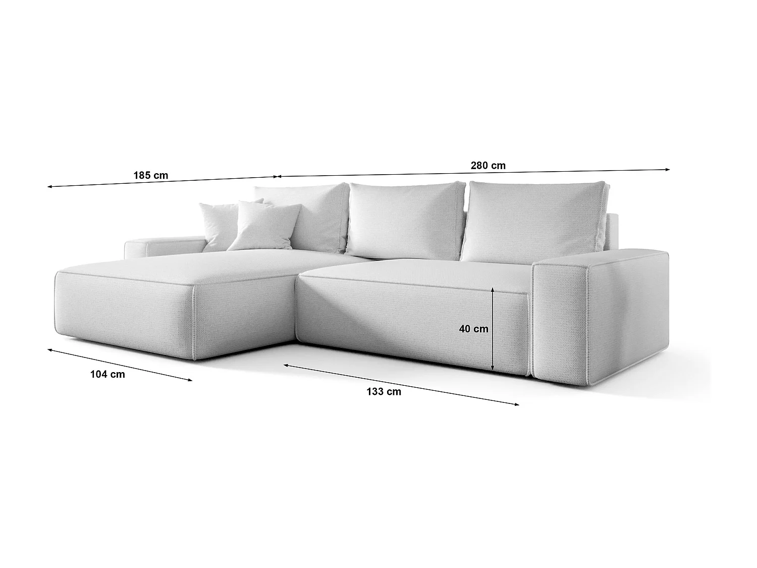ECKSOFA MONA mit Schlaffunktion ARAGON 80 Hellgrau Links L-Form Sofa mit Stauraum Bettkasten Wohnzimmersofa Couch Sofa Bettsofa Bettkasten Bettcouch