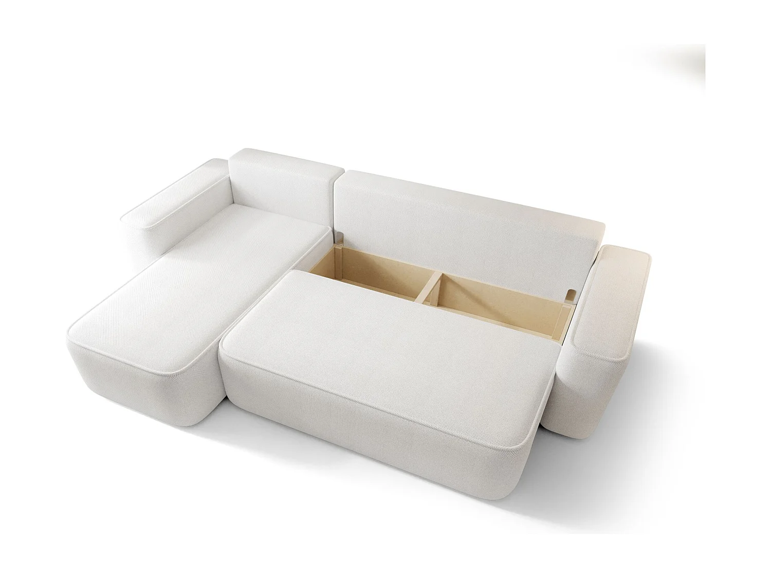 NAROŻNIK SENNO z funkcją spania Curio 20 Brązowy Lewy Sofa w kształcie L z pojemnikiem na pościel, sofa rozkładana, sofa do salonu