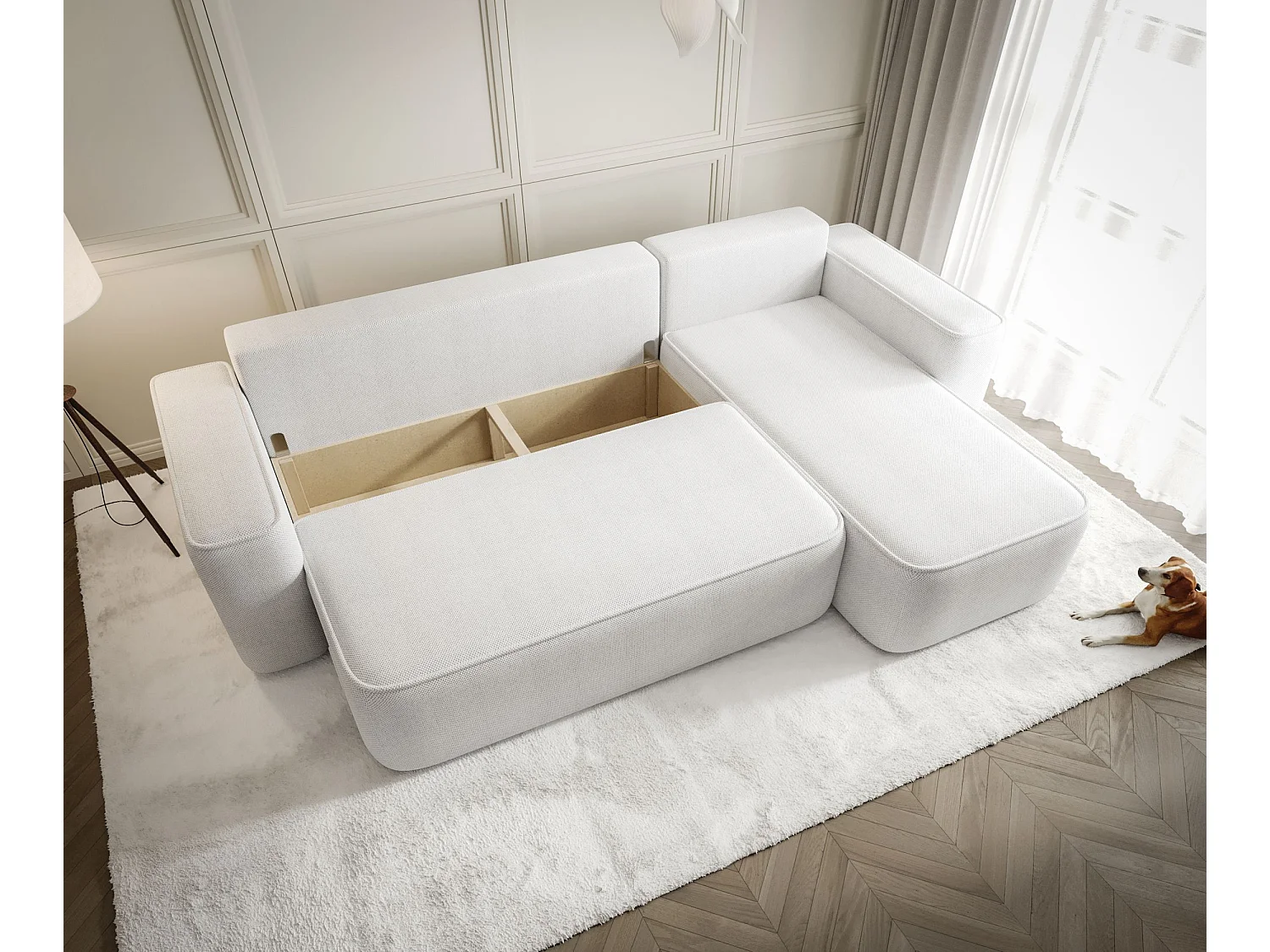 ECKSOFA mit Schlaffunktion SENNO Quelle 100 Schwarz Rechts L-Form Sofa mit Stauraum Bettkasten Wohnzimmersofa Couch Sofa Bettsofa Bettkasten Bettcouch