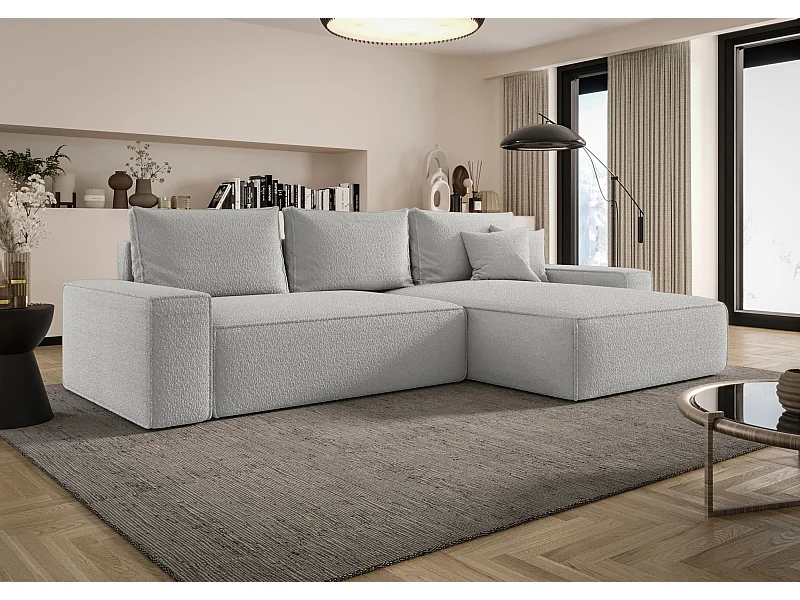 ECKSOFA MONA mit Schlaffunktion QUELLE 83 Hellgrau Rechts L-Form Sofa mit Stauraum Bettkasten Wohnzimmersofa Couch Sofa Bettsofa Bettkasten Bettcouch