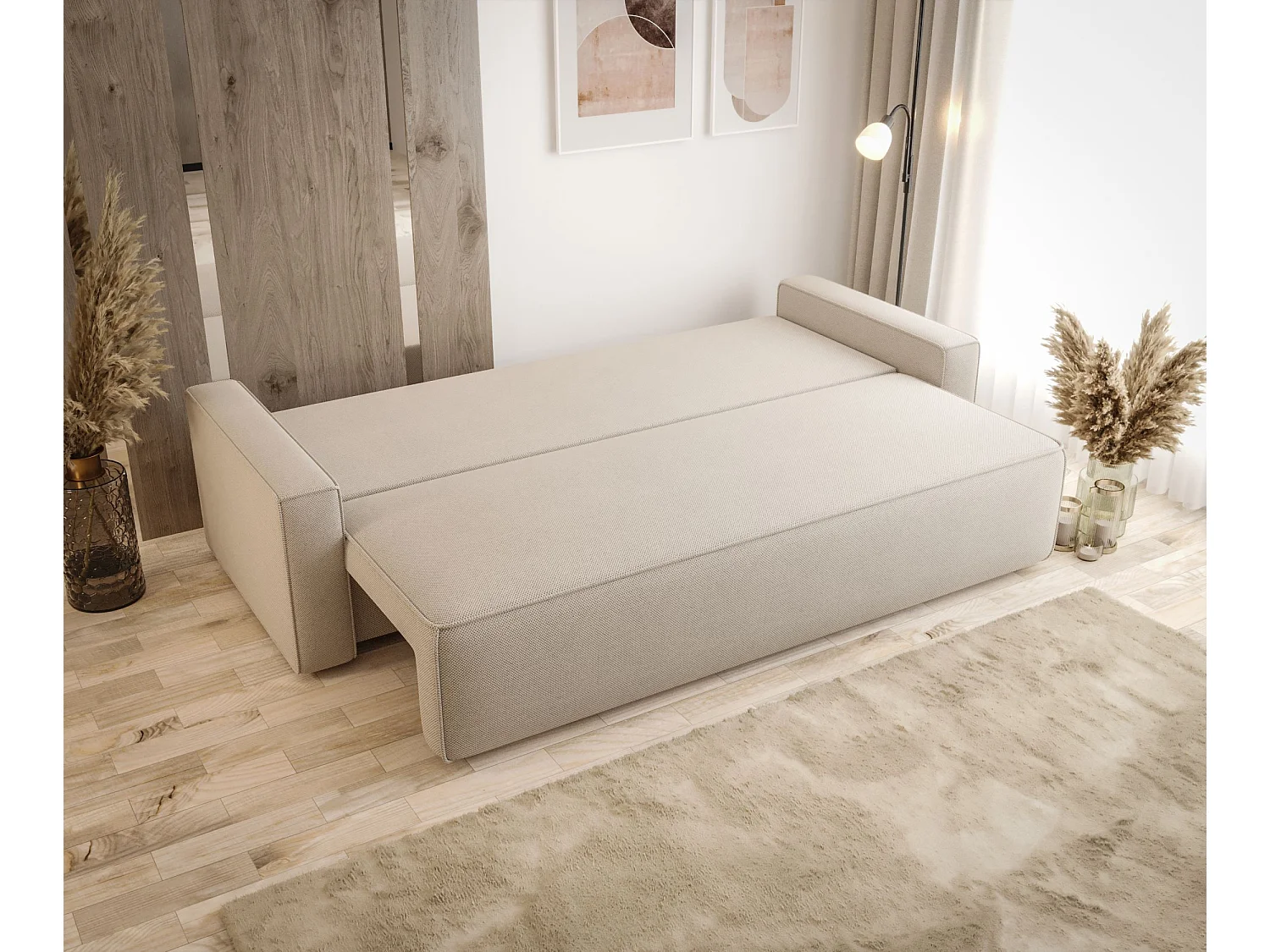 Sofa SAVIO Poso 135 czarny z pojemnikiem na pościel sofa do salonu, sofa rozkładana, sofa z pojemnikiem