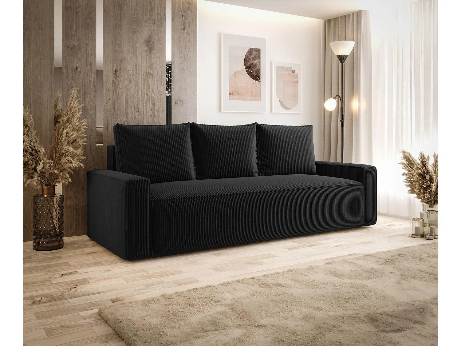 Bank SAVIO Poso 135 zwart met opbergruimte woonkamerbank, slaapbank, bank met opbergruimte