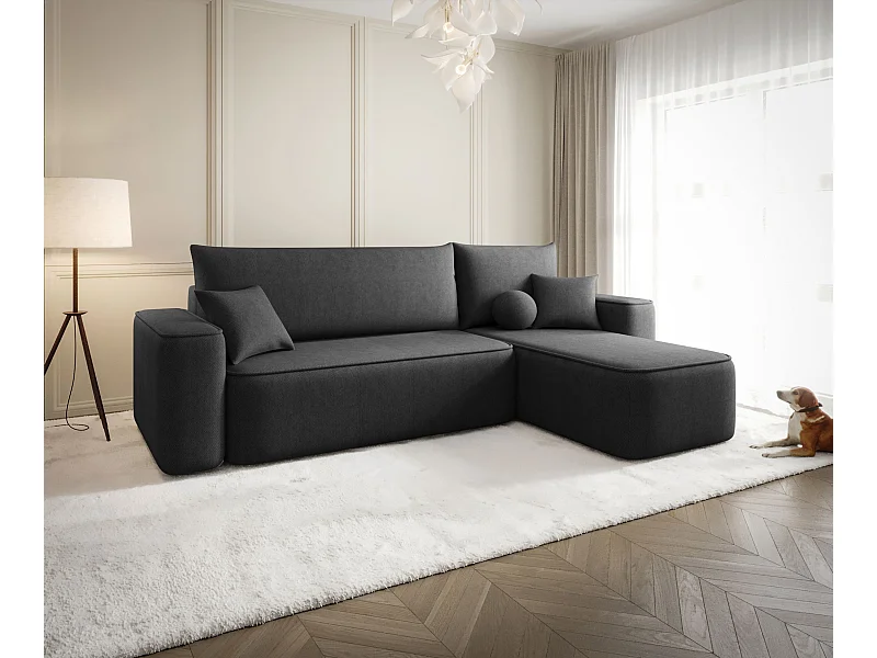 ECKSOFA mit Schlaffunktion SENNO Curio 97 Dunkelgrau Rechts L-Form Sofa mit Stauraum Bettkasten Wohnzimmersofa Couch Sofa Bettsofa Bettkasten Bettcouch