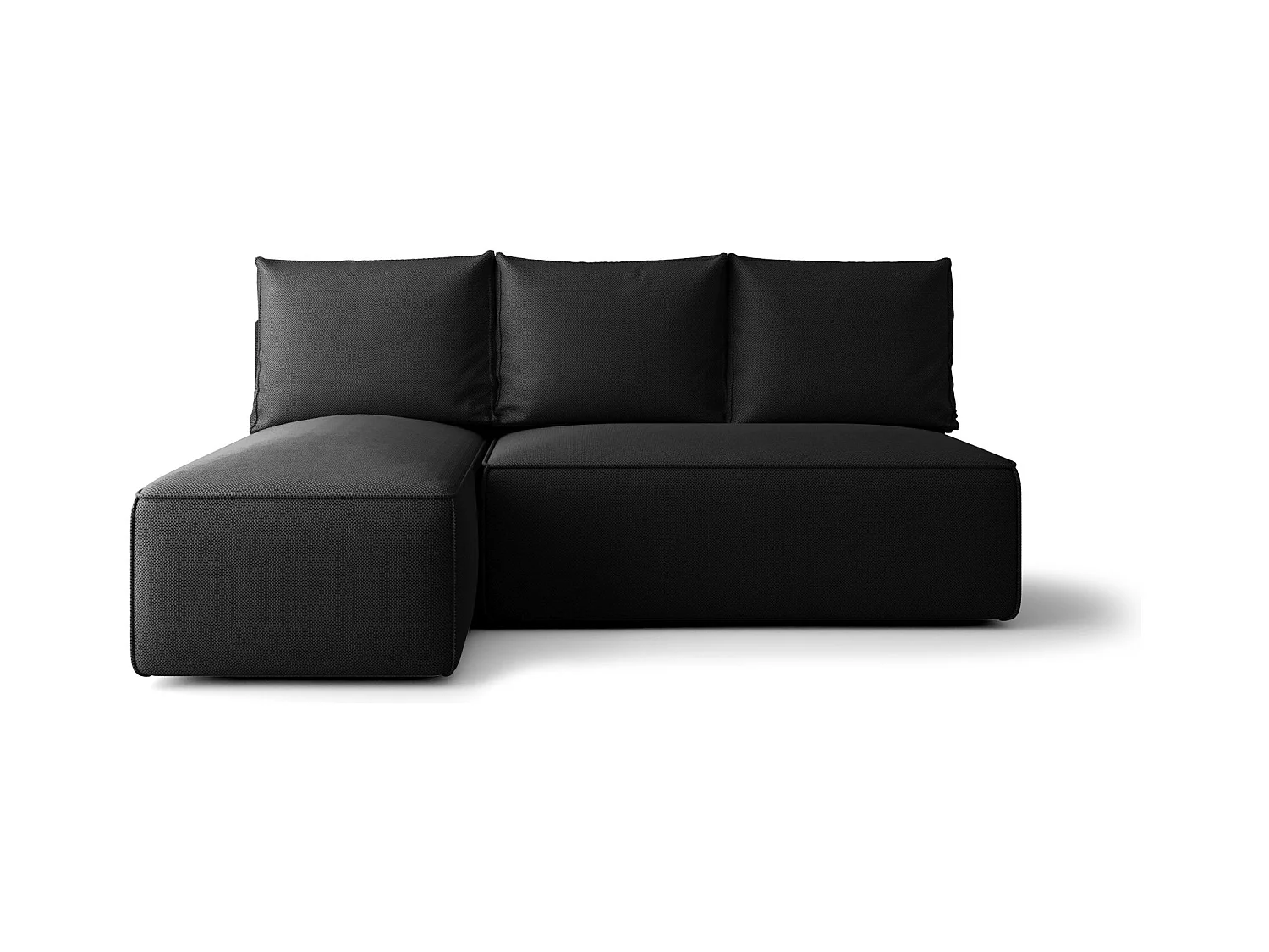 Narożnik z funkcją spania SAVIO MINI Curio 99 czarny lewy sofa w kształcie L z pojemnikiem na pościel sofa do salonu, sofa rozkładana, sofa z pojemnikiem